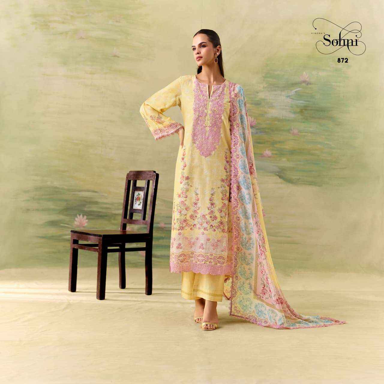 KIMORA SOHNI SEASON MUSLIN DIGITAL PRINT WITH DESIGNER WORK SUIT _ WHOLESALE FACTORY RATE ( 4 PCS CATALOG )