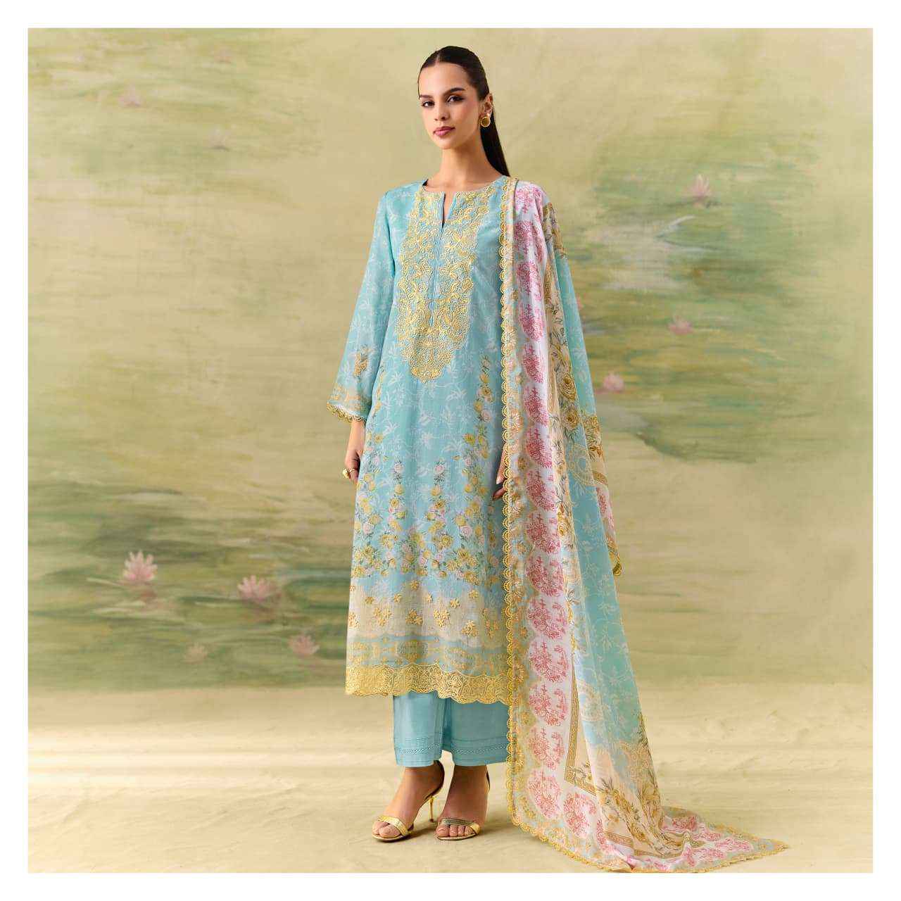 KIMORA SOHNI SEASON MUSLIN DIGITAL PRINT WITH DESIGNER WORK SUIT _ WHOLESALE FACTORY RATE ( 4 PCS CATALOG )