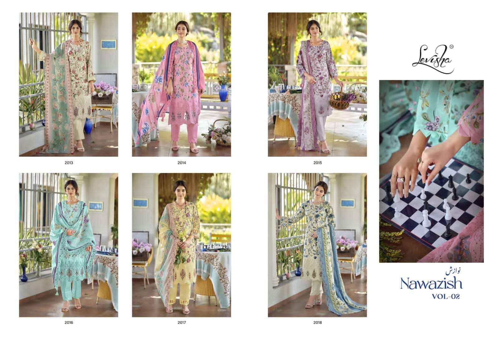 Levisha Nawazish Vol 2 Pakistani Lawn Cotton Suits Wholesale Surat ( 6 Pcs Catalogue )