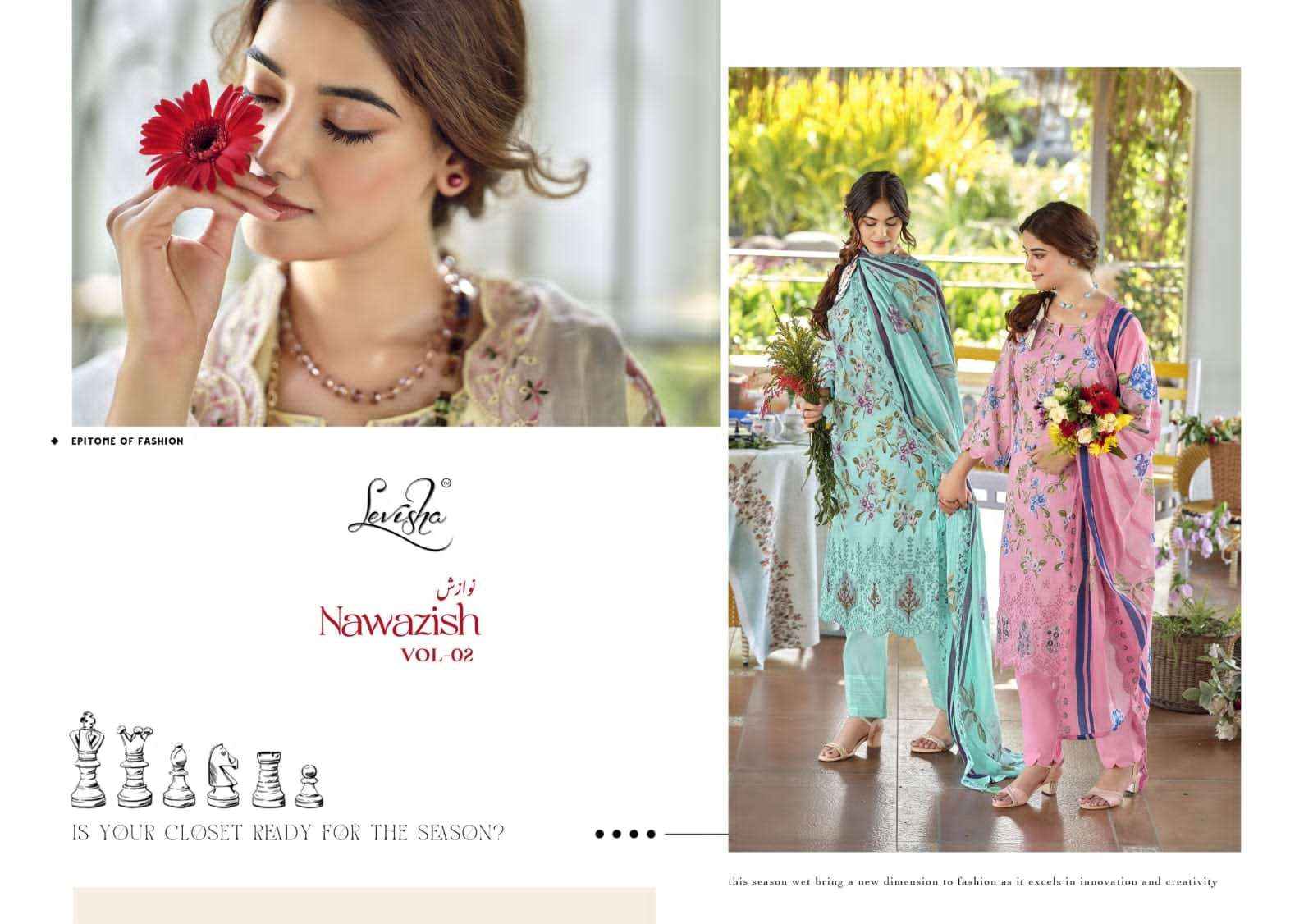 Levisha Nawazish Vol 2 Pakistani Lawn Cotton Suits Wholesale Surat ( 6 Pcs Catalogue )
