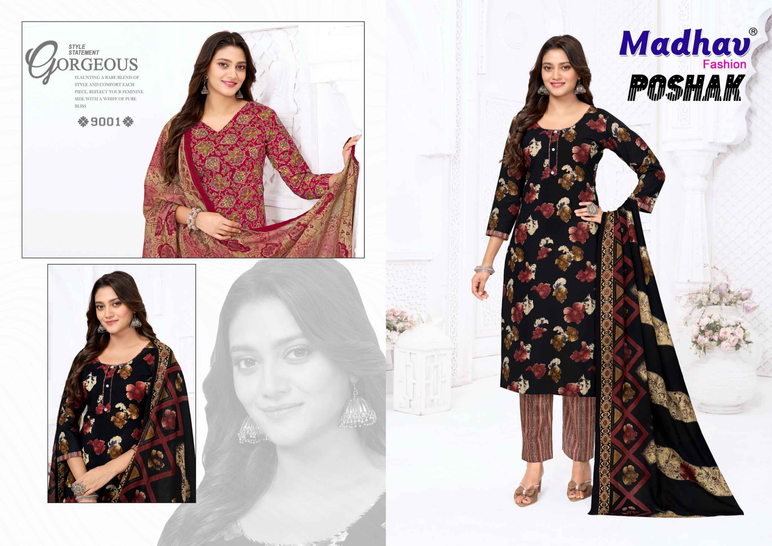 Madhav Fashion Poshak Vol 9 Cotton Dress Material _ Wholesale Factory Rate ( 10 Pcs Catalog )