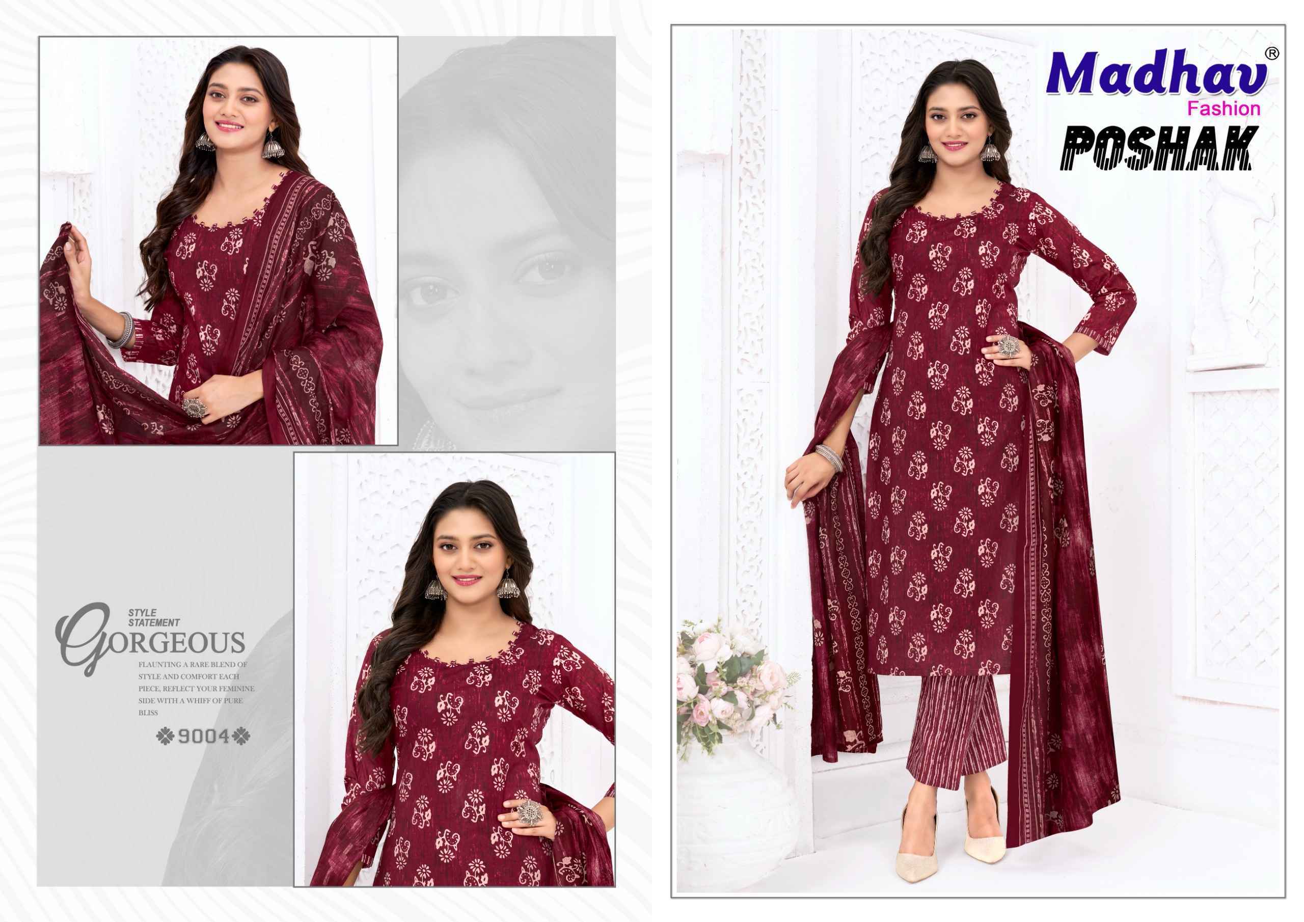 Madhav Fashion Poshak Vol 9 Cotton Dress Material _ Wholesale Factory Rate ( 10 Pcs Catalog )