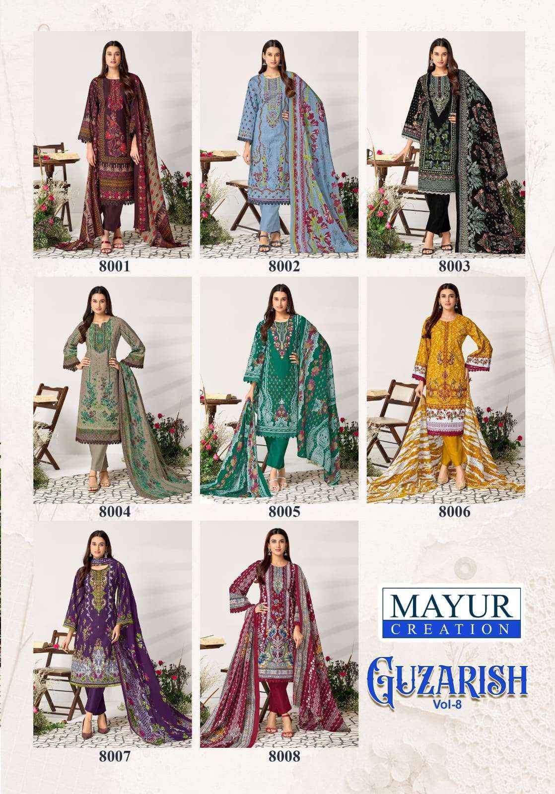 Mayur Creation Guzarish Vol 8 Cotton Dress Material Wholesale Textile Surat ( 8 pcs Catalogue )