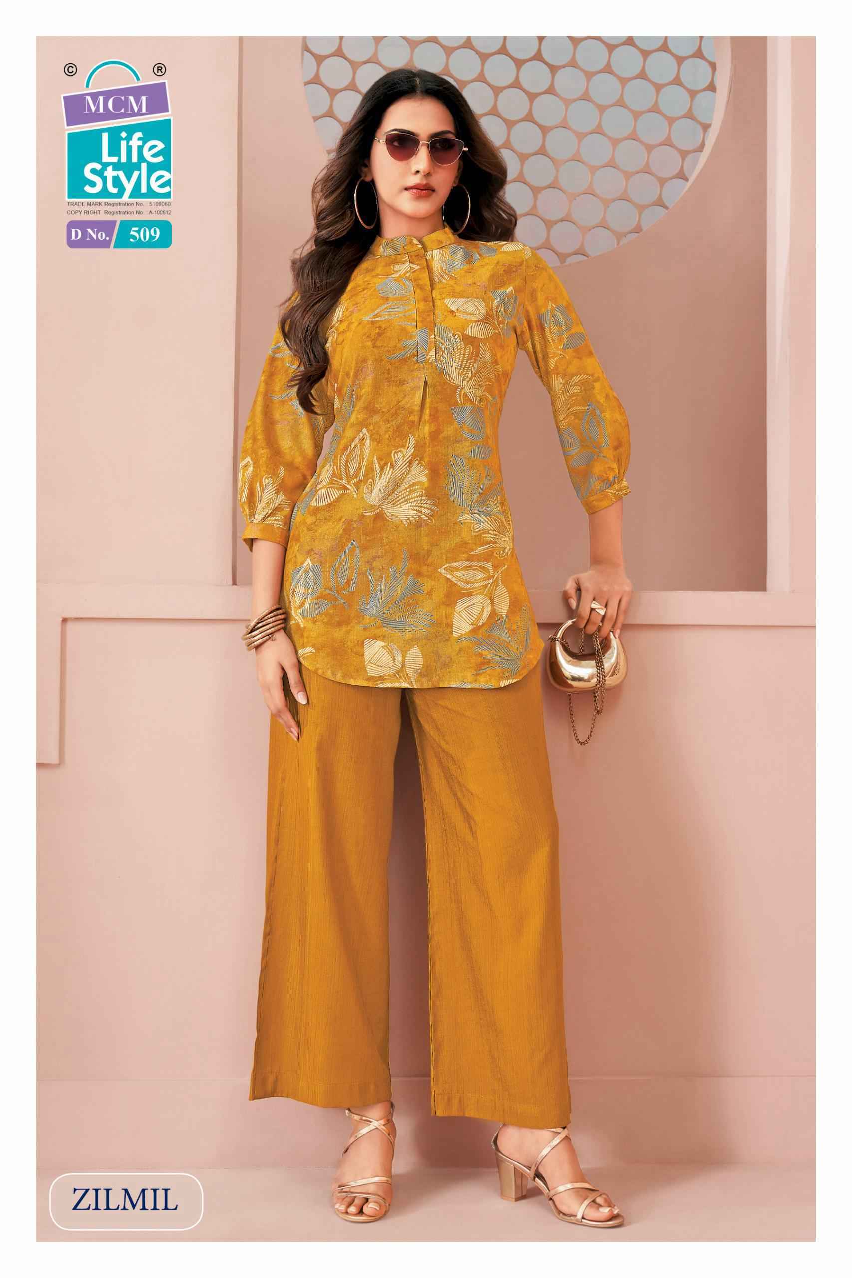 MCM Lifestyle Zilmil Vol 5 Vertican Top With Plazzo Set _ Wholesale Factory Rate ( 10 Pcs Catalog )
