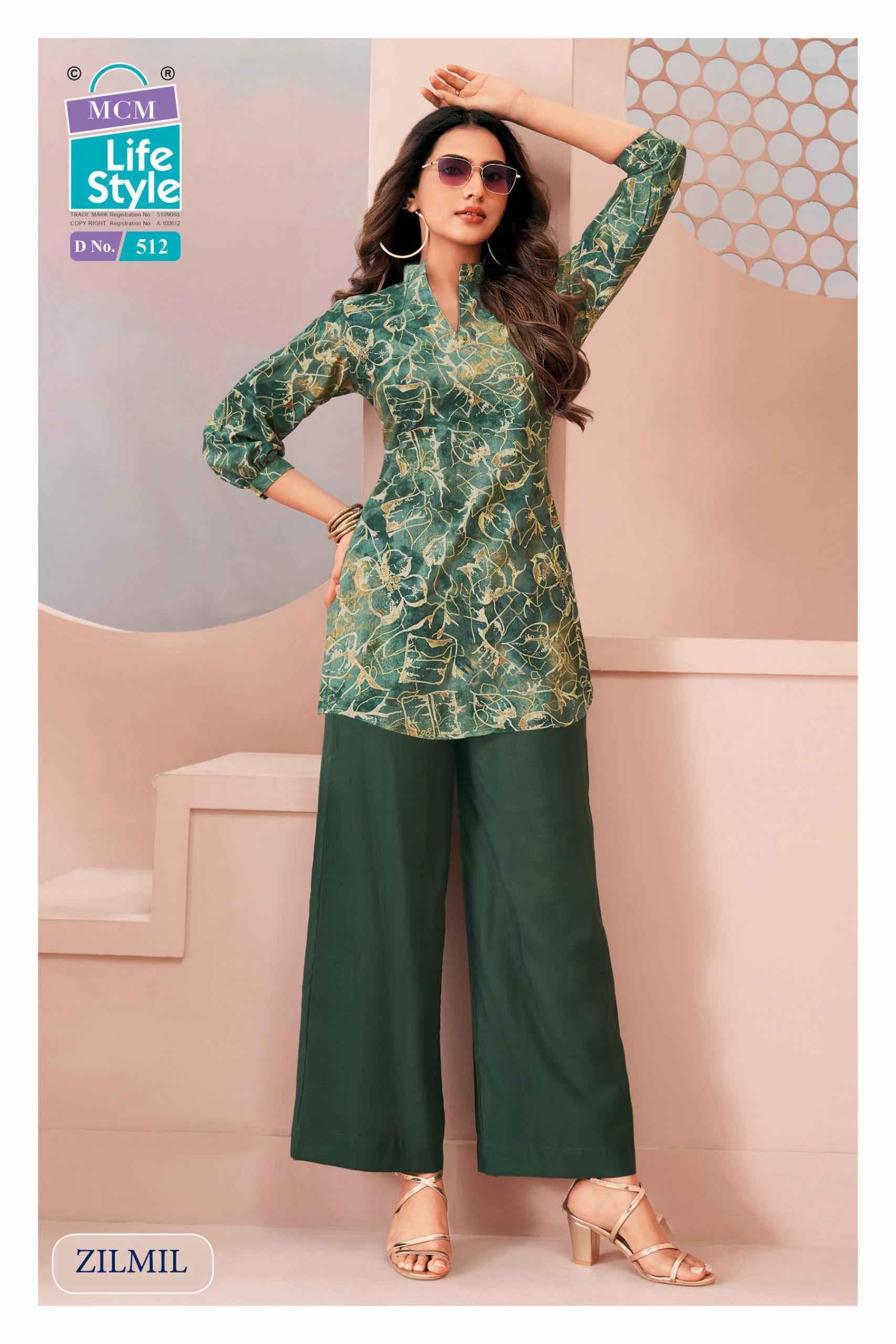 MCM Lifestyle Zilmil Vol 5 Vertican Top With Plazzo Set _ Wholesale Factory Rate ( 10 Pcs Catalog )