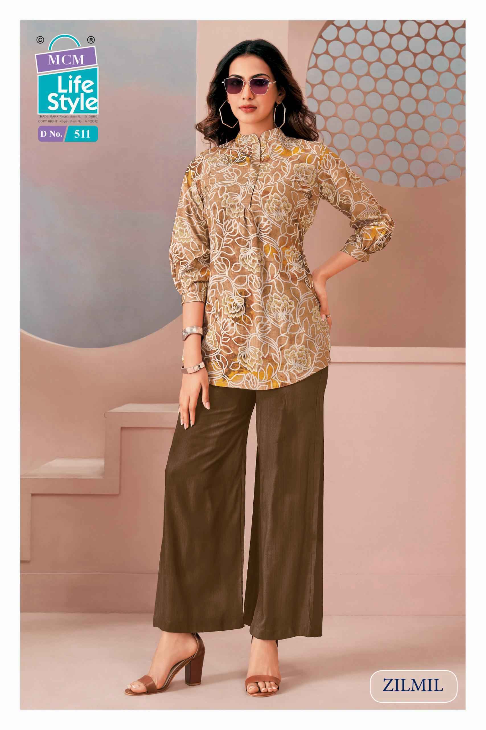 MCM Lifestyle Zilmil Vol 5 Vertican Top With Plazzo Set _ Wholesale Factory Rate ( 10 Pcs Catalog )