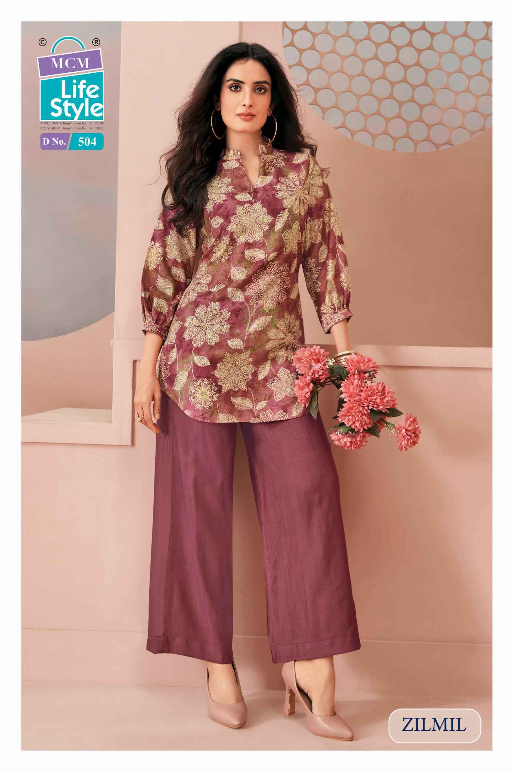 MCM Lifestyle Zilmil Vol 5 Vertican Top With Plazzo Set _ Wholesale Factory Rate ( 10 Pcs Catalog )