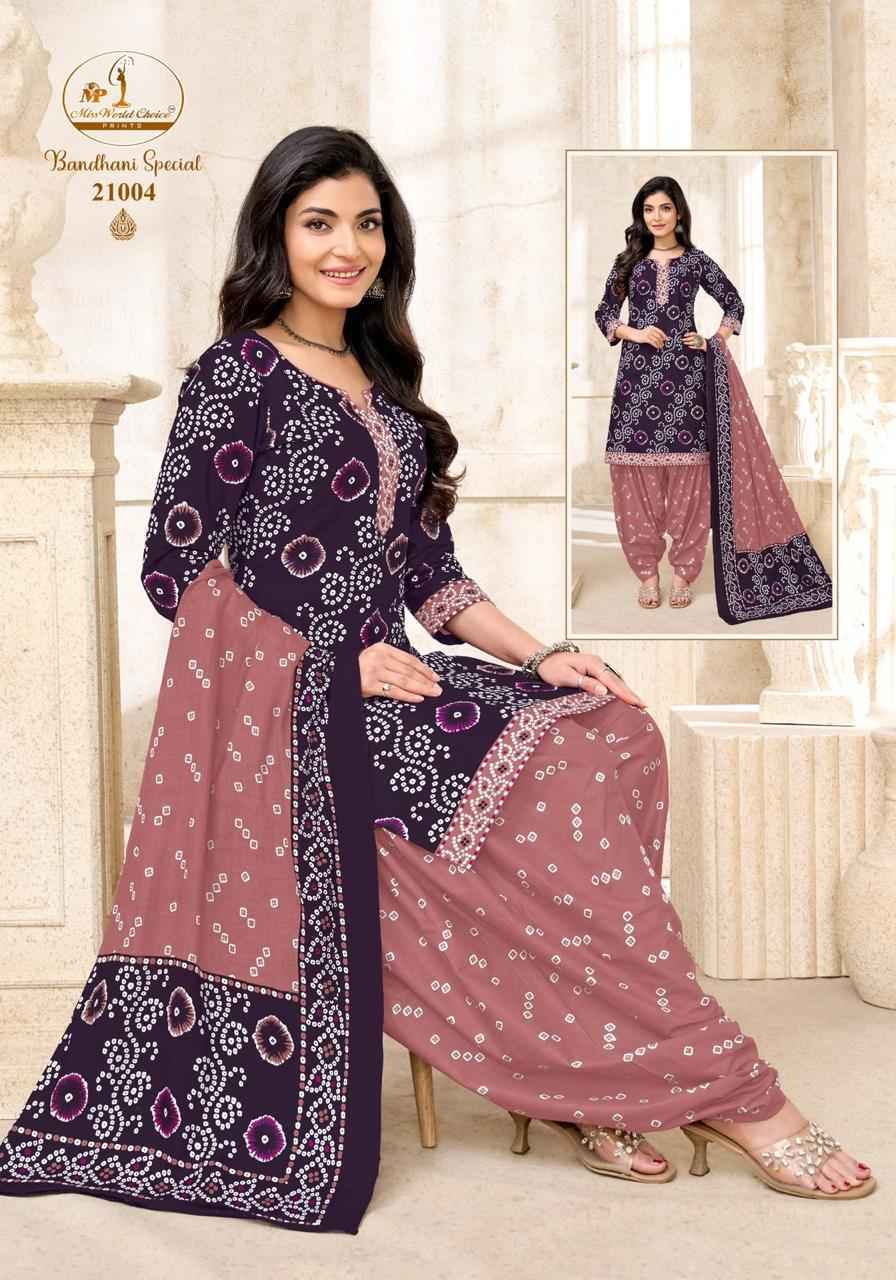 Miss World Choice Bandhni Special Vol 21 Cotton Dress Material _ Wholesale Factory Rate ( 10 Pcs Catalog )