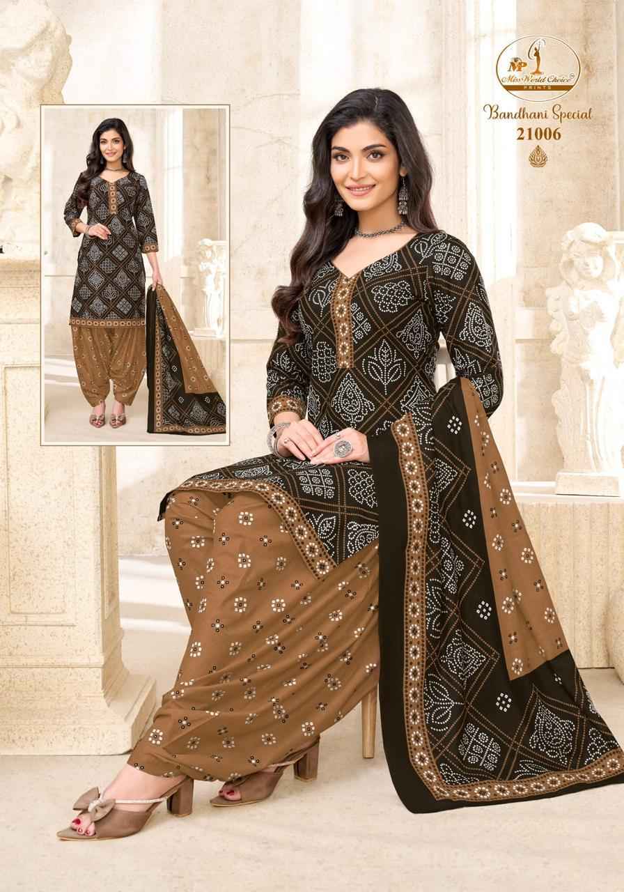 Miss World Choice Bandhni Special Vol 21 Cotton Dress Material _ Wholesale Factory Rate ( 10 Pcs Catalog )