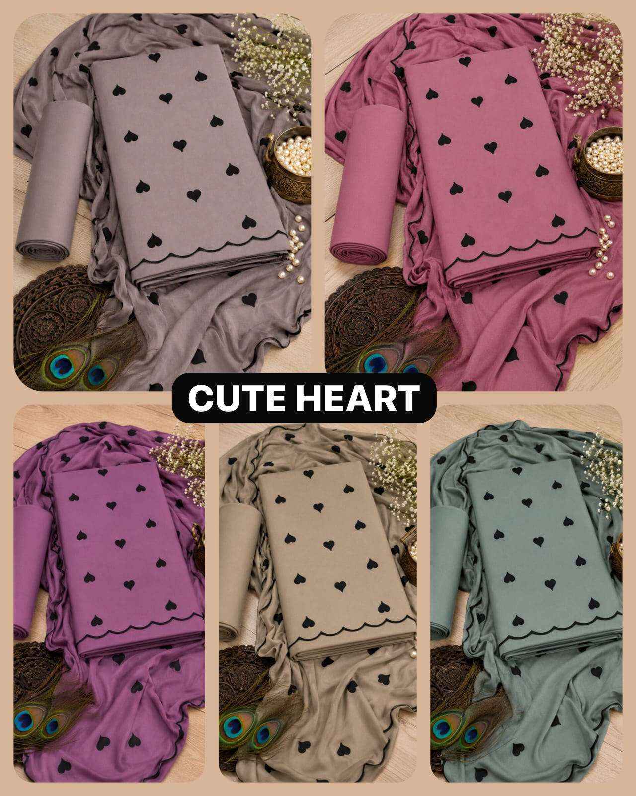 Miss World Choice Cute Heart Vol 1 Rayon Dress Material Surat Textile Market ( 5 pcs Catalogue )