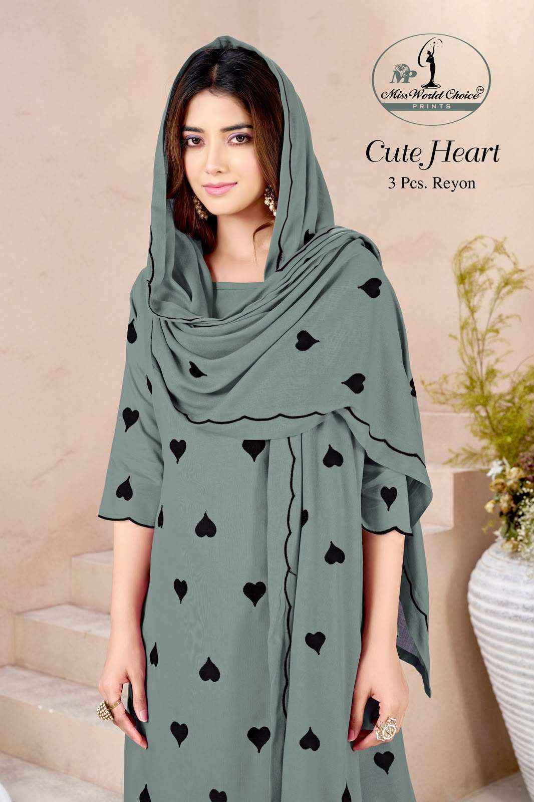 Miss World Choice Cute Heart Vol 1 Rayon Dress Material Surat Textile Market ( 5 pcs Catalogue )