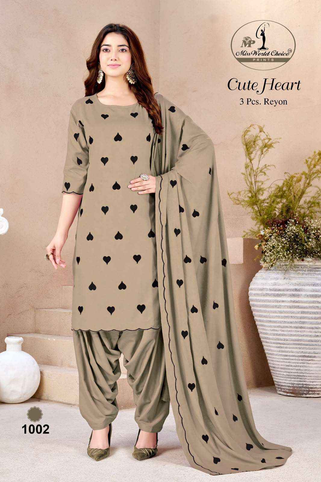 Miss World Choice Cute Heart Vol 1 Rayon Dress Material Surat Textile Market ( 5 pcs Catalogue )