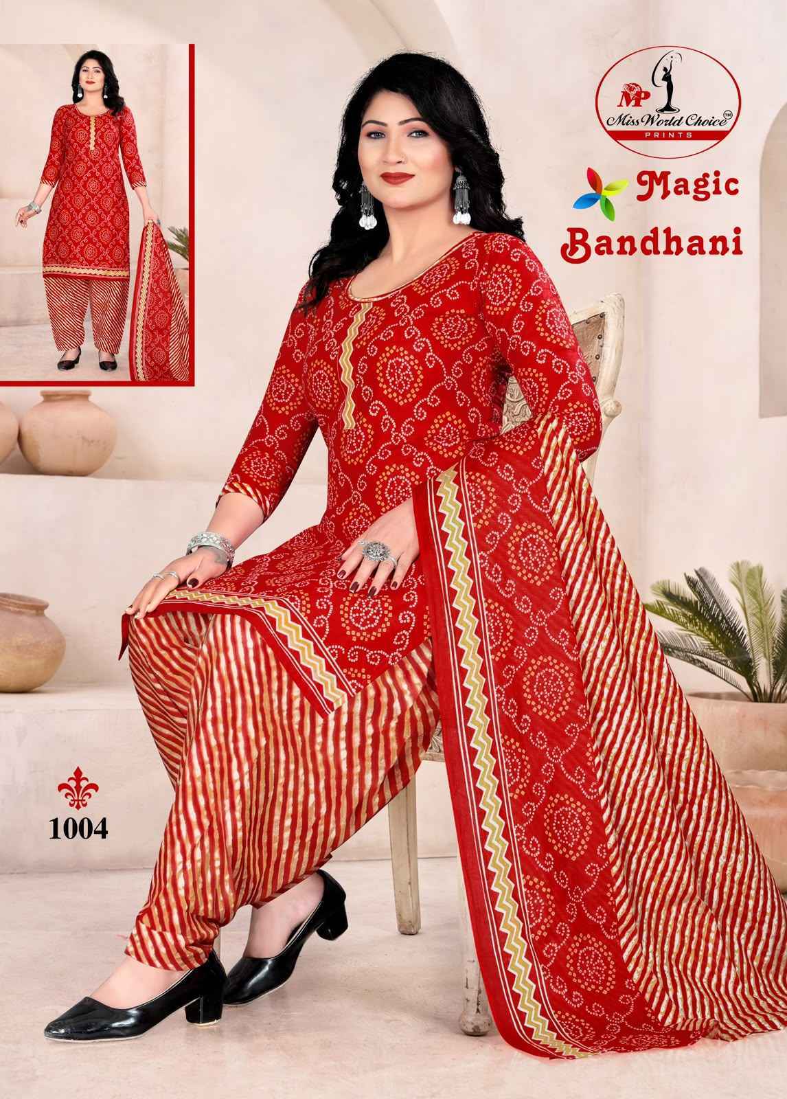 Miss World Choice Magic Bandhni Vol 1 Cotton Radymade Suits ( 10 pcs Catalogue )