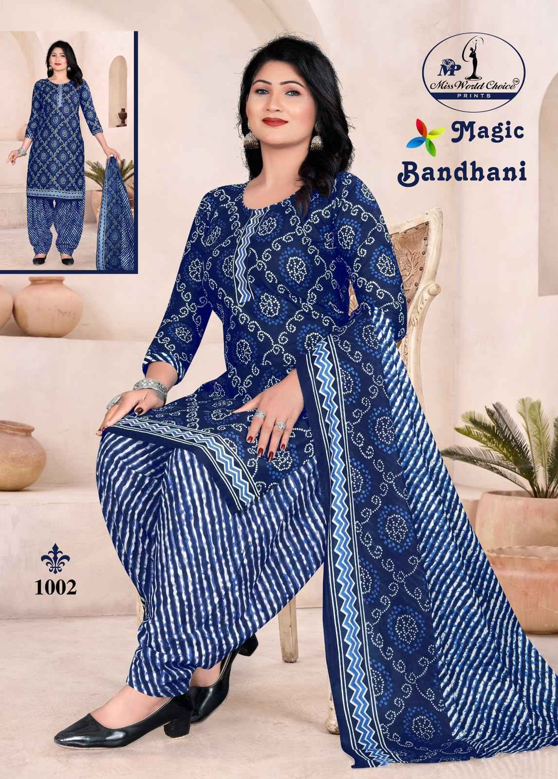 Miss World Choice Magic Bandhni Vol 1 Cotton Radymade Suits ( 10 pcs Catalogue )