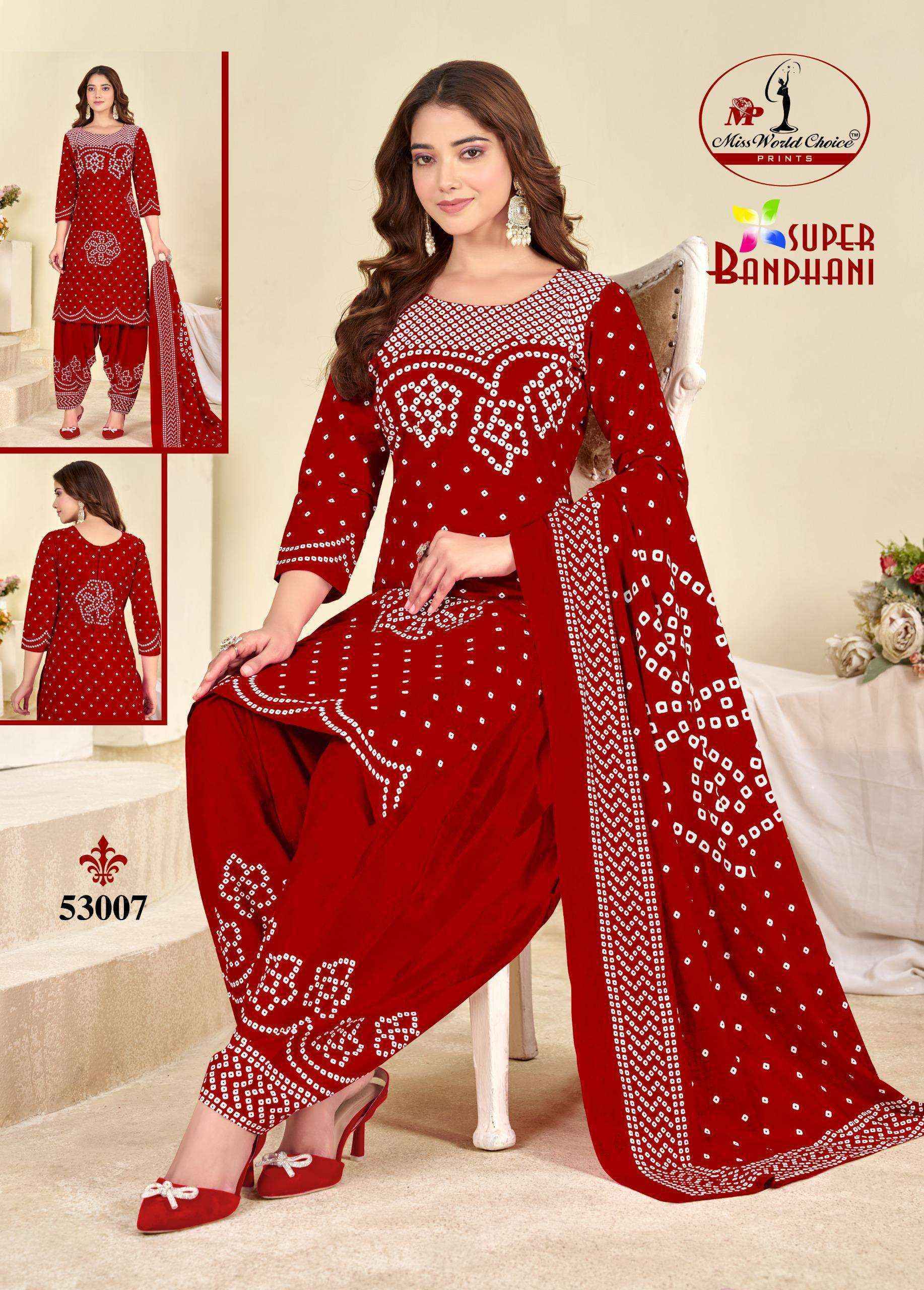 Miss World Choice Super Bandhani Vol 53 Cotton Dress Material _ Wholesale Factory Texteli Rate ( 10 Pcs Catalog )