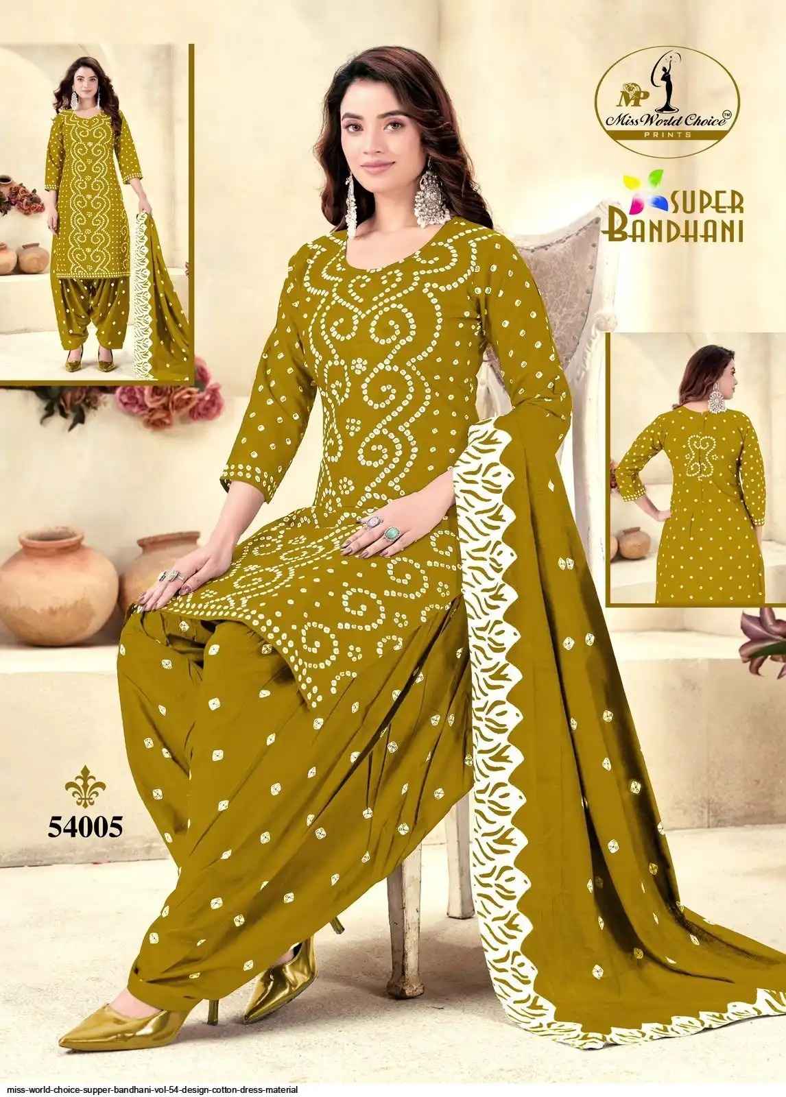 Miss World Choice Super Bandhani Vol 54 Cotton salwar Suits Wholesale Price ( 10 Pcs Catalogue )