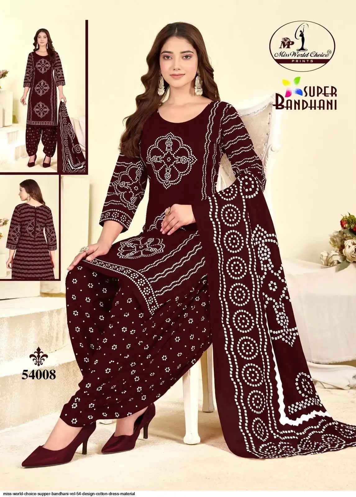 Miss World Choice Super Bandhani Vol 54 Cotton salwar Suits Wholesale Price ( 10 Pcs Catalogue )