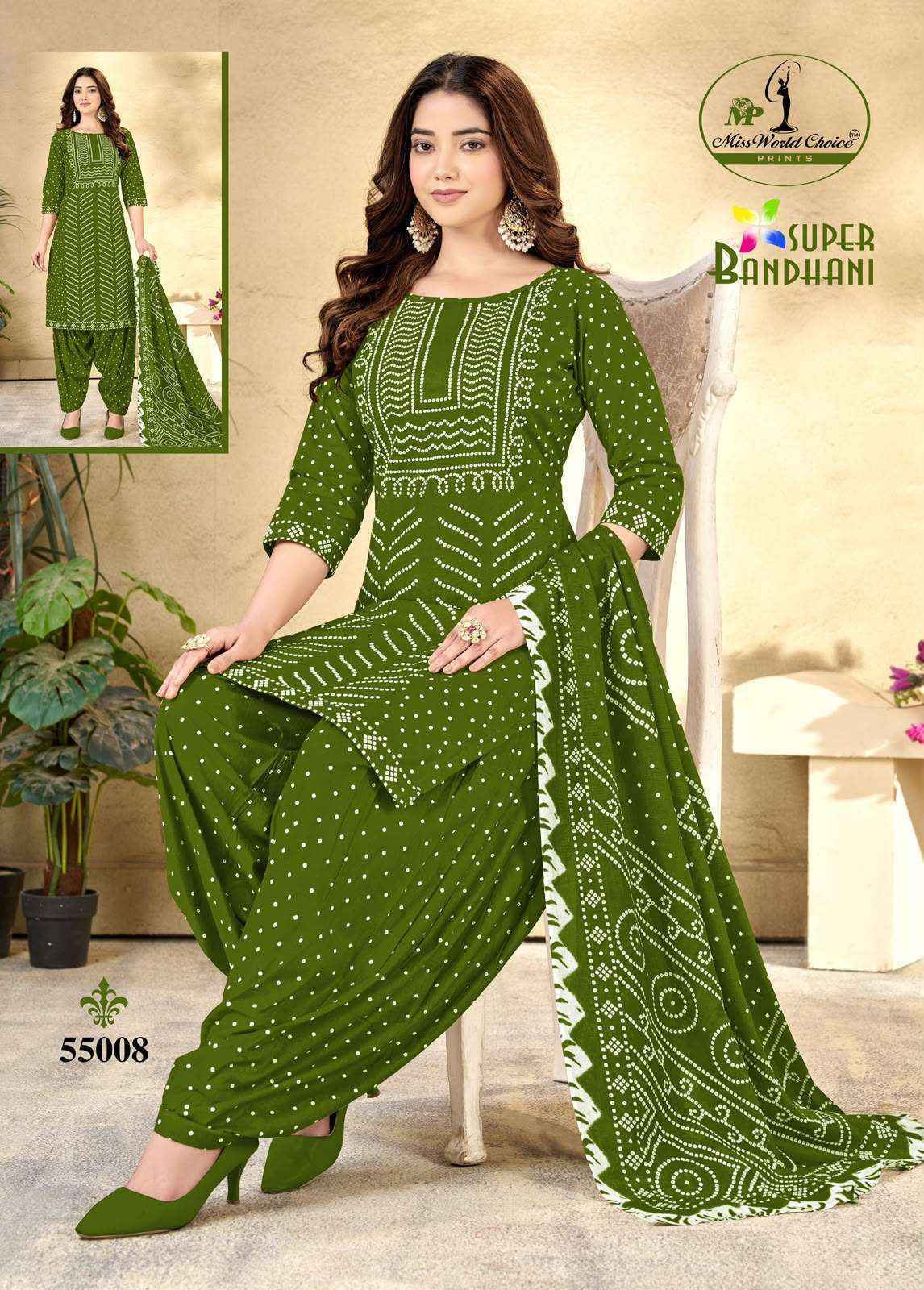 Miss World Choice Super Bandhani Vol 55 Cotton Dress Material _ Wholesale Factory Rate ( 10 Pcs Catalog )