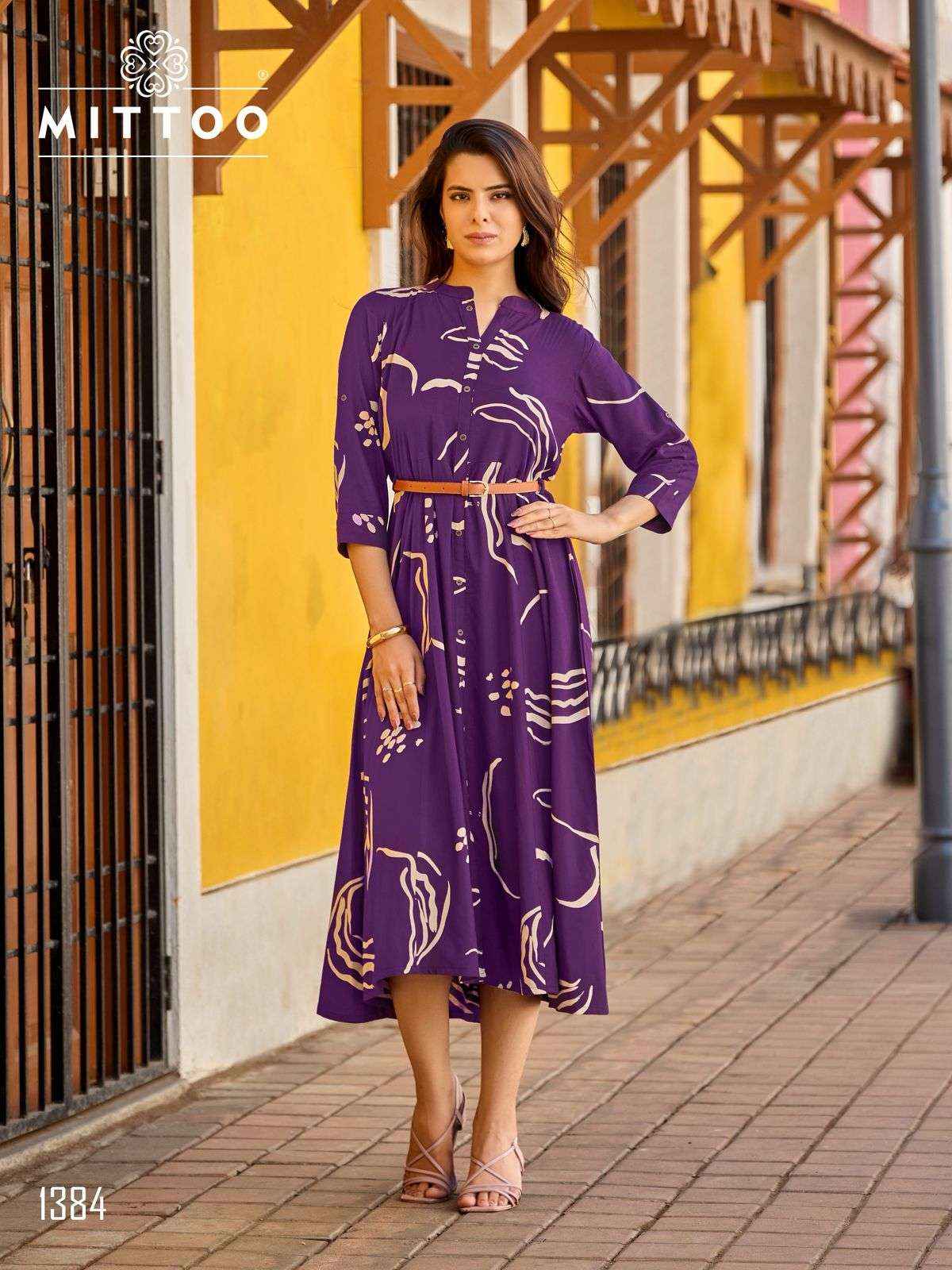 MITTOO BELT VOL 27 RAYON PRINT FANCY WESTERN STYLE LADIES GOWN _ WHOLESALE FACTORY RATE ( 6 PCS CATALOG )