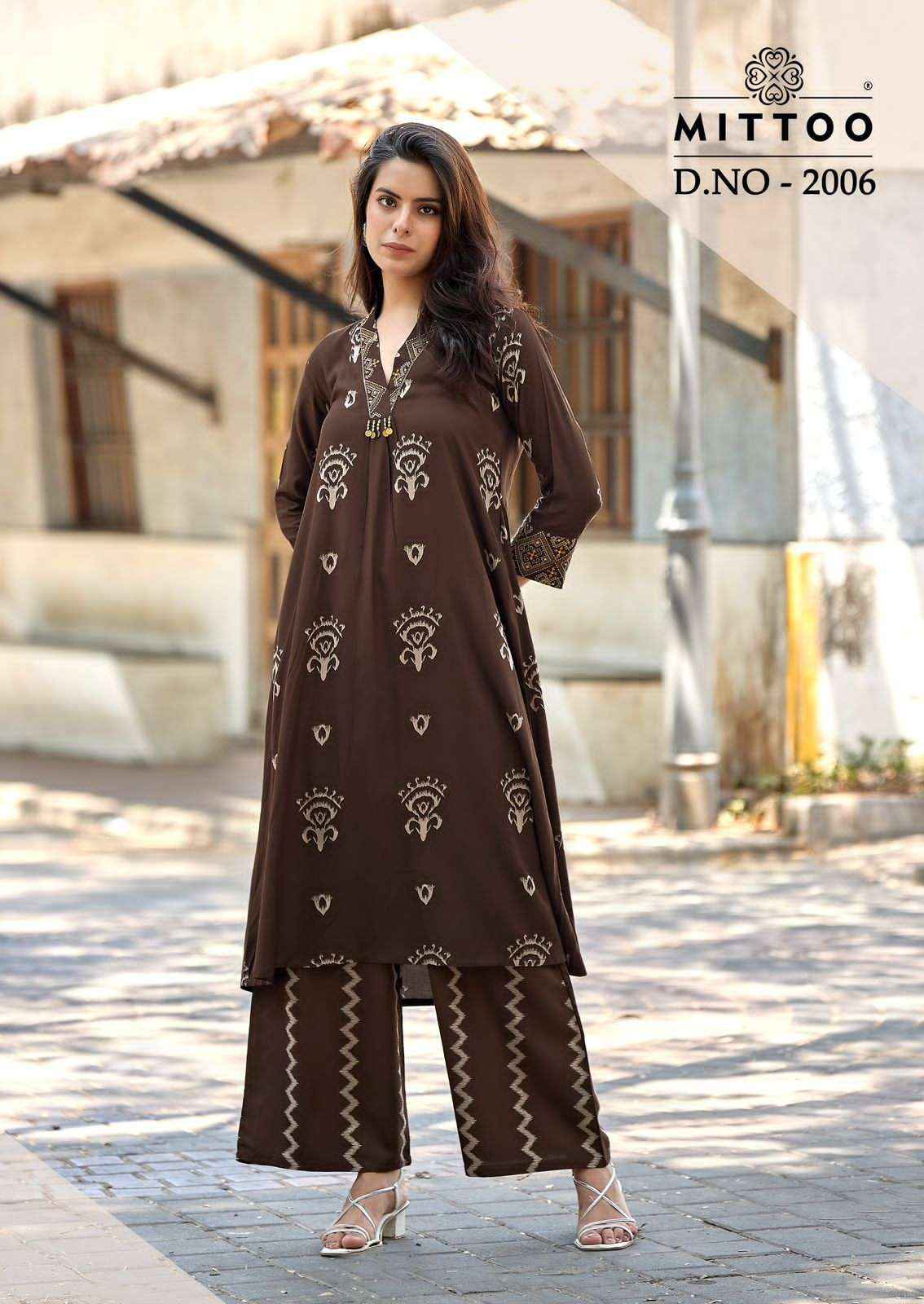 Mittoo Vitara Vol 2 Rayon Top With Bottom Wholesale Dealer ( 5 pcs Catalogue )