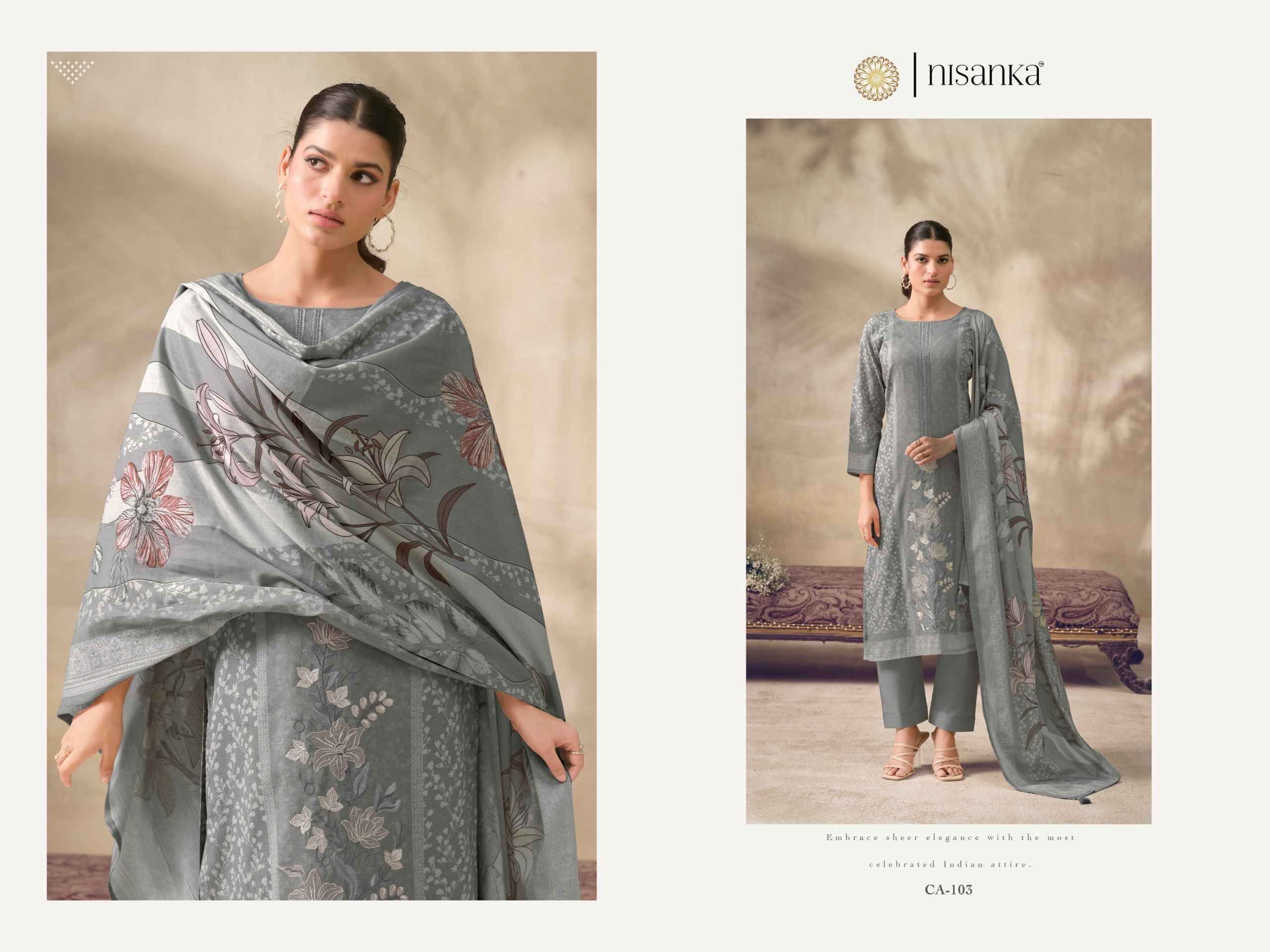 Nisanka Cashmere Vol 6 Viscose Lawn Dress Material Wholesale Factory ( 4 pcs Catalogue )