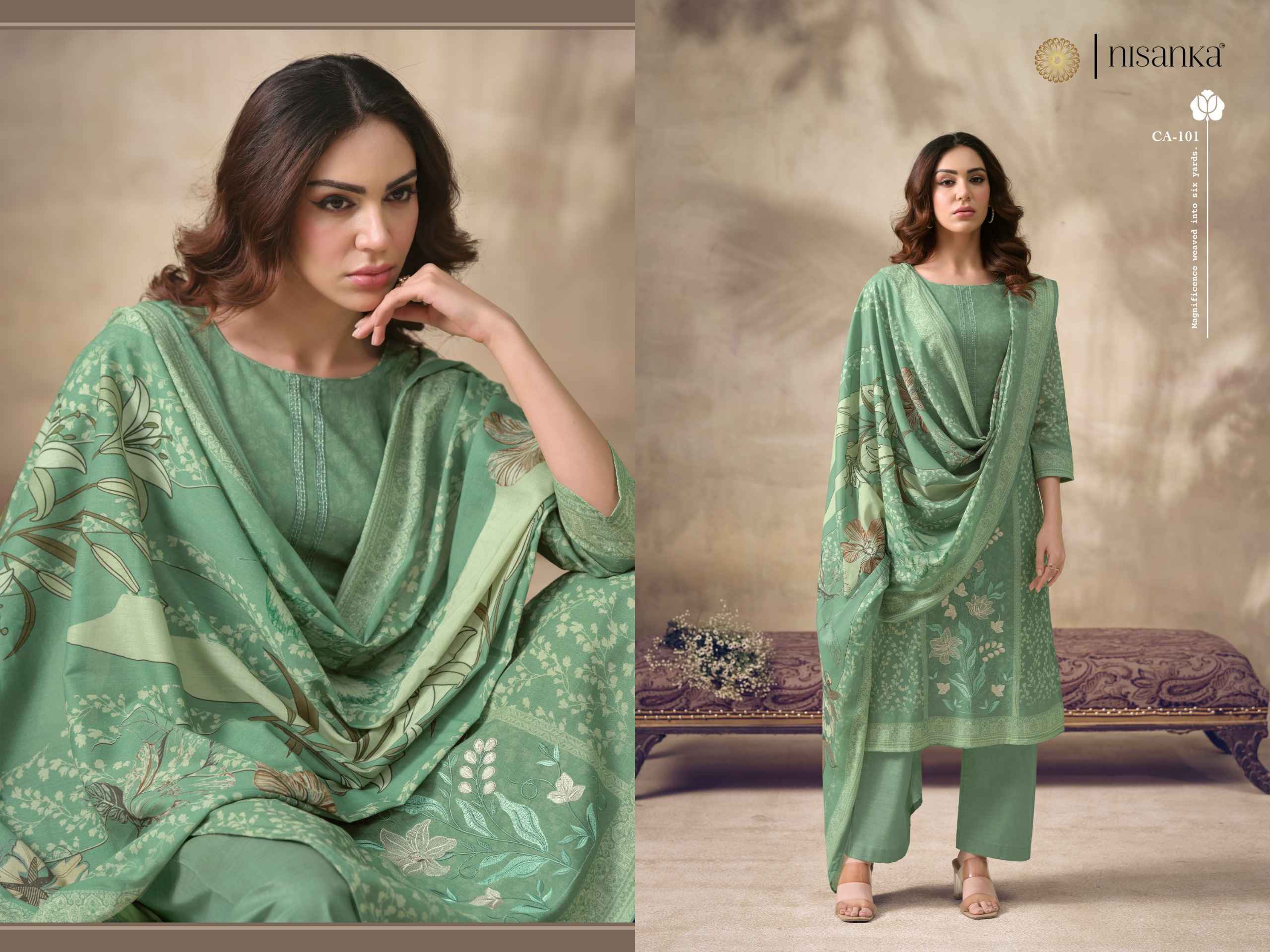 Nisanka Cashmere Vol 6 Viscose Lawn Dress Material Wholesale Factory ( 4 pcs Catalogue )
