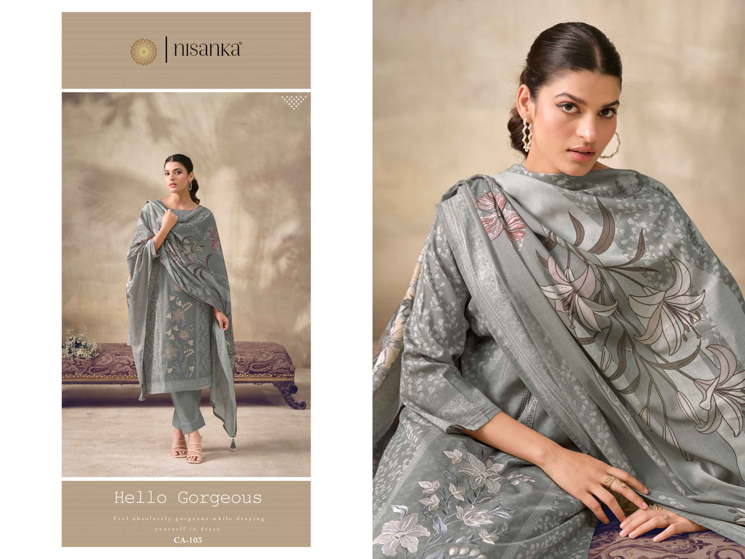 Nisanka Cashmere Vol 6 Viscose Lawn Dress Material Wholesale Factory ( 4 pcs Catalogue )