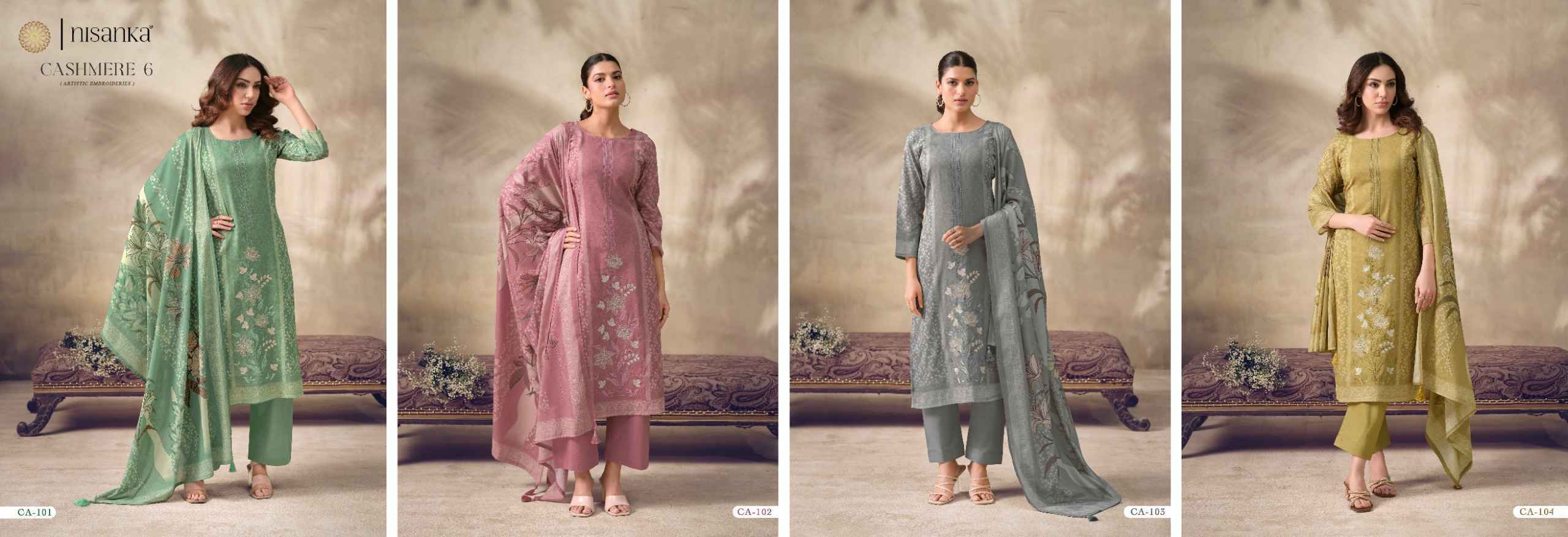Nisanka Cashmere Vol 6 Viscose Lawn Dress Material Wholesale Factory ( 4 pcs Catalogue )