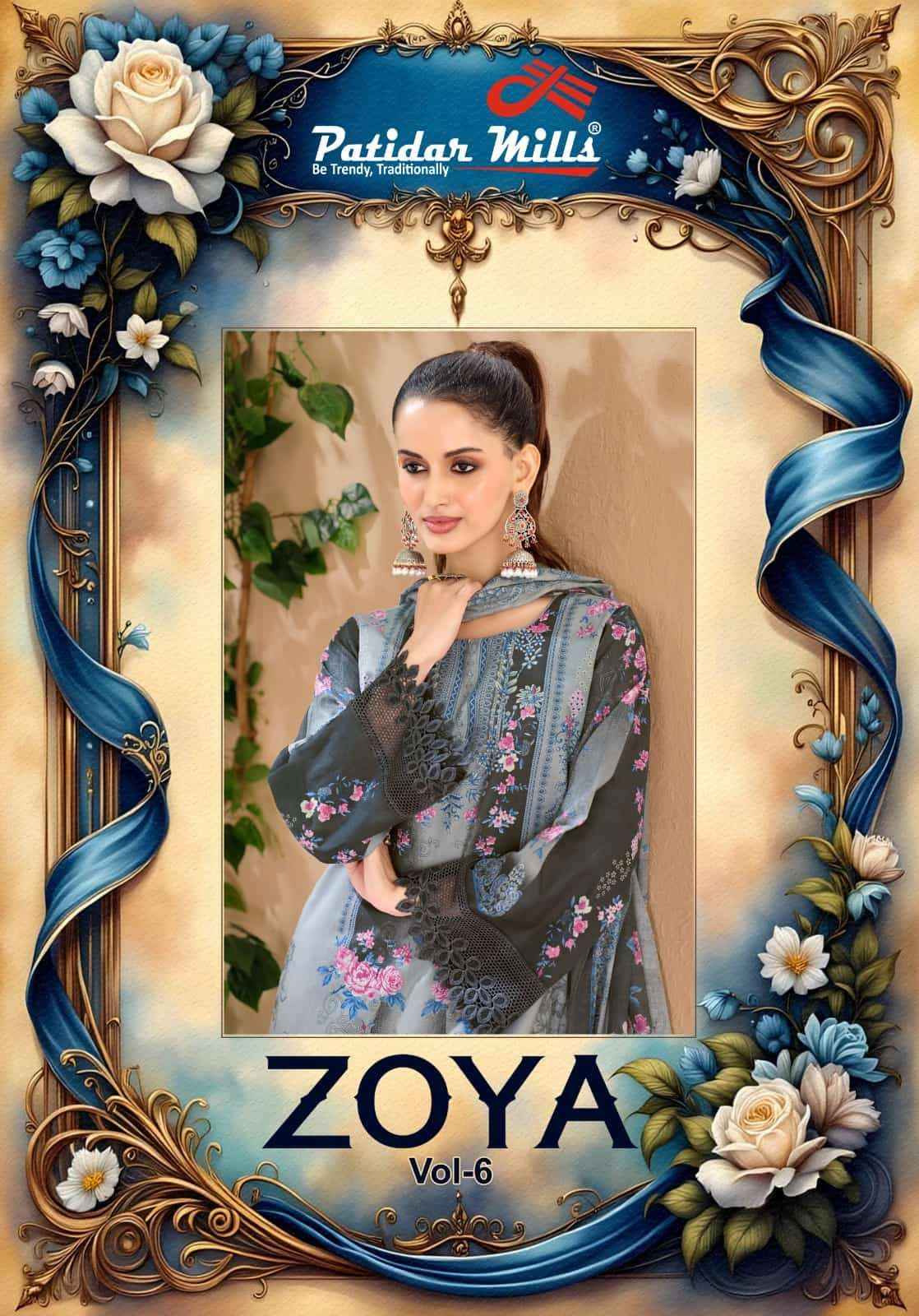 Patidar Mills Zoya Vol 6 Readymade Karachi Suit Collection _ Wholesale Factory ( 8 Pcs Catalog )