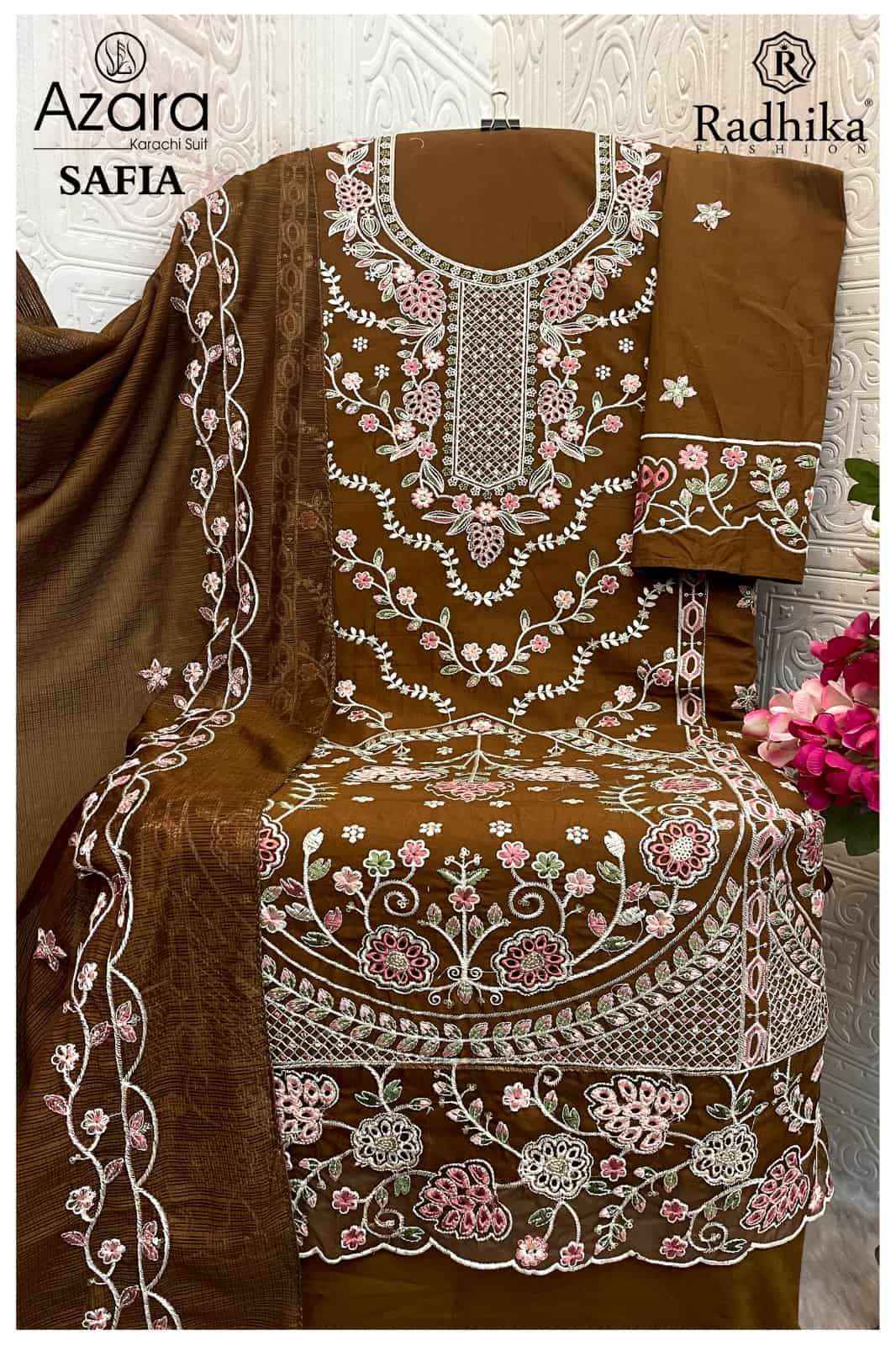 Radhika Azara Safia Pure Lawn Cotton Dress Material _ Wholesale Factory Rate ( 4 Pcs Catalog )
