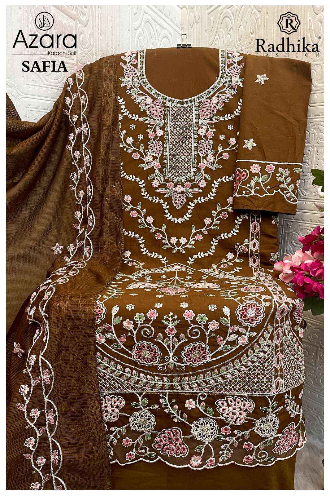 Radhika Fashion Azara Safia Lawn Cotton Dress Material Wholesale Price ( 4 pcs Catalog )
