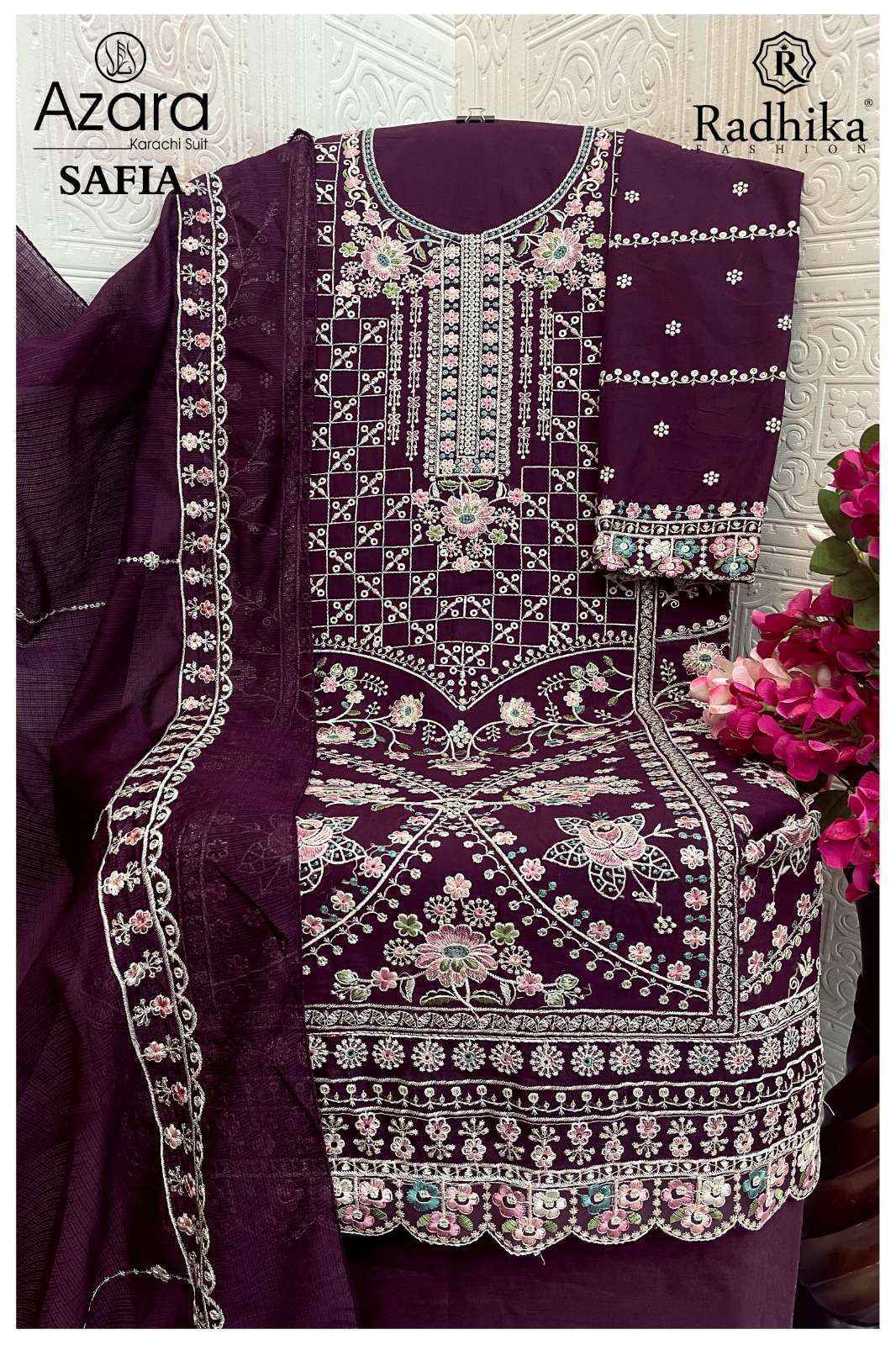 Radhika Fashion Azara Safia Lawn Cotton Dress Material Wholesale Price ( 4 pcs Catalog )