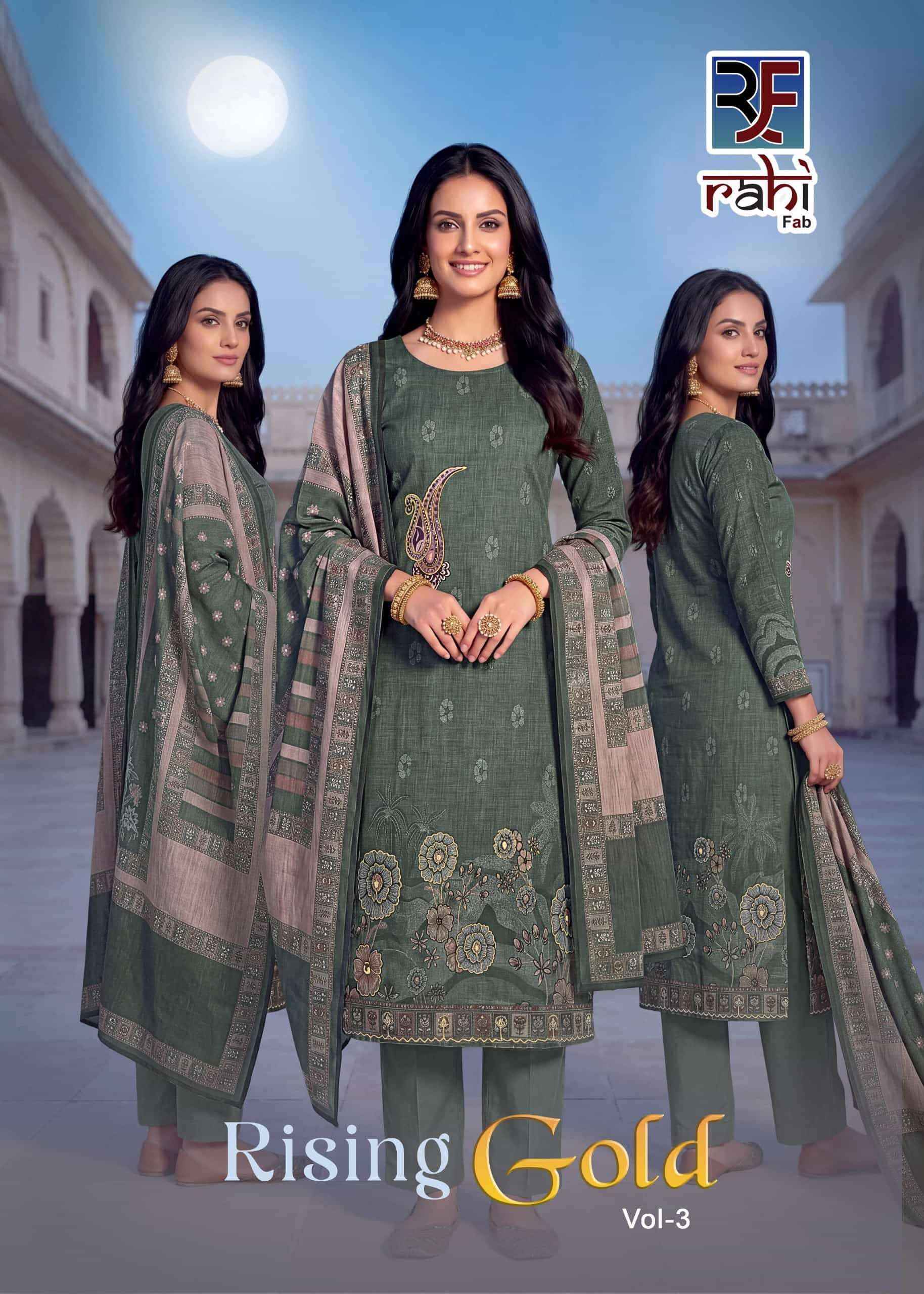 Rahi Fab Rising Gold Vol 3 Pure Cotton Dress Material Surat Wholesale Market ( 8 Pcs Catalogue )