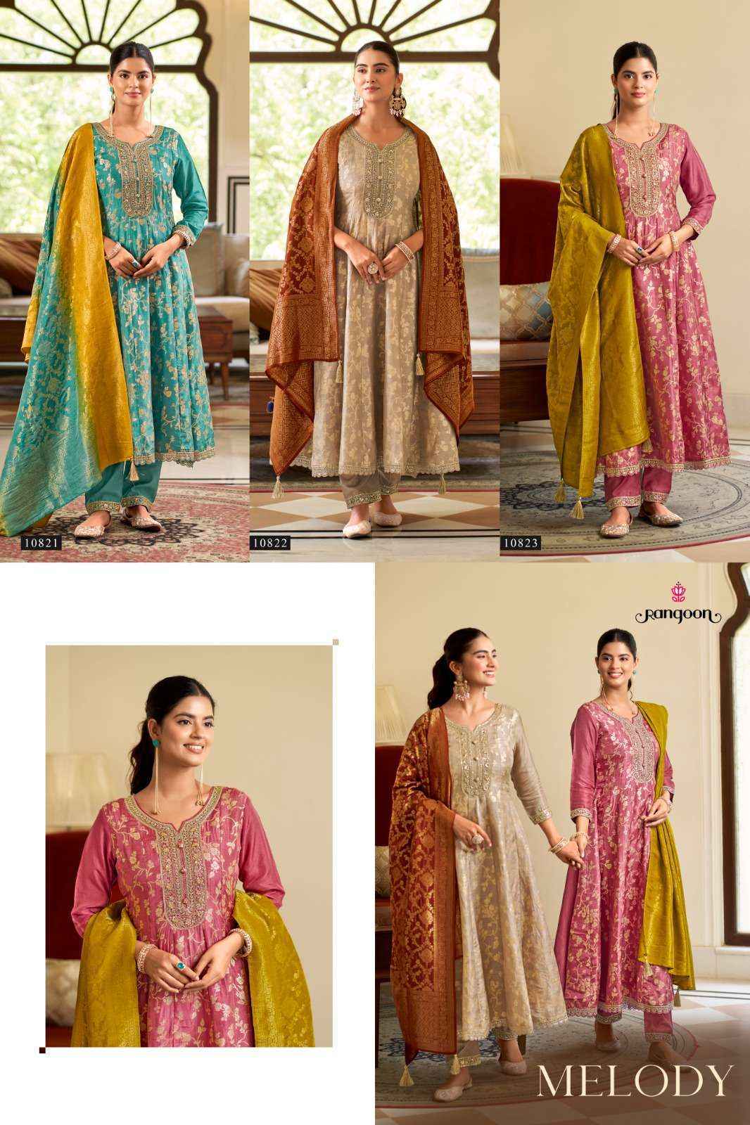 Rangoon Melody Readymade Suits Wholesale Supplier In surat ( 3 pcs Catalogue )