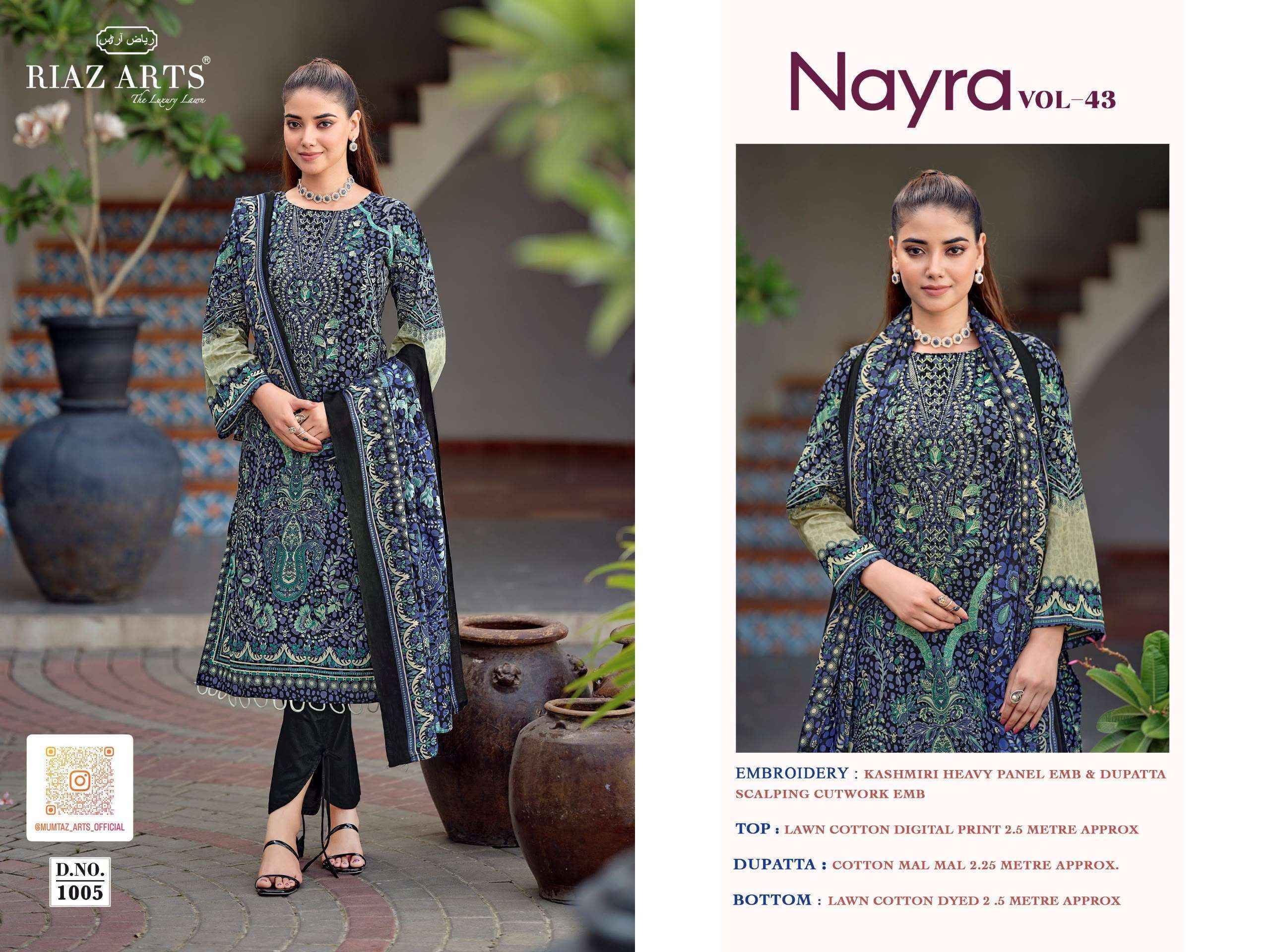 Riaz Arts Nayra Vol 43 Cotton Dress Material _ Wholesale Factory Price ( 8 Pcs Catalog )