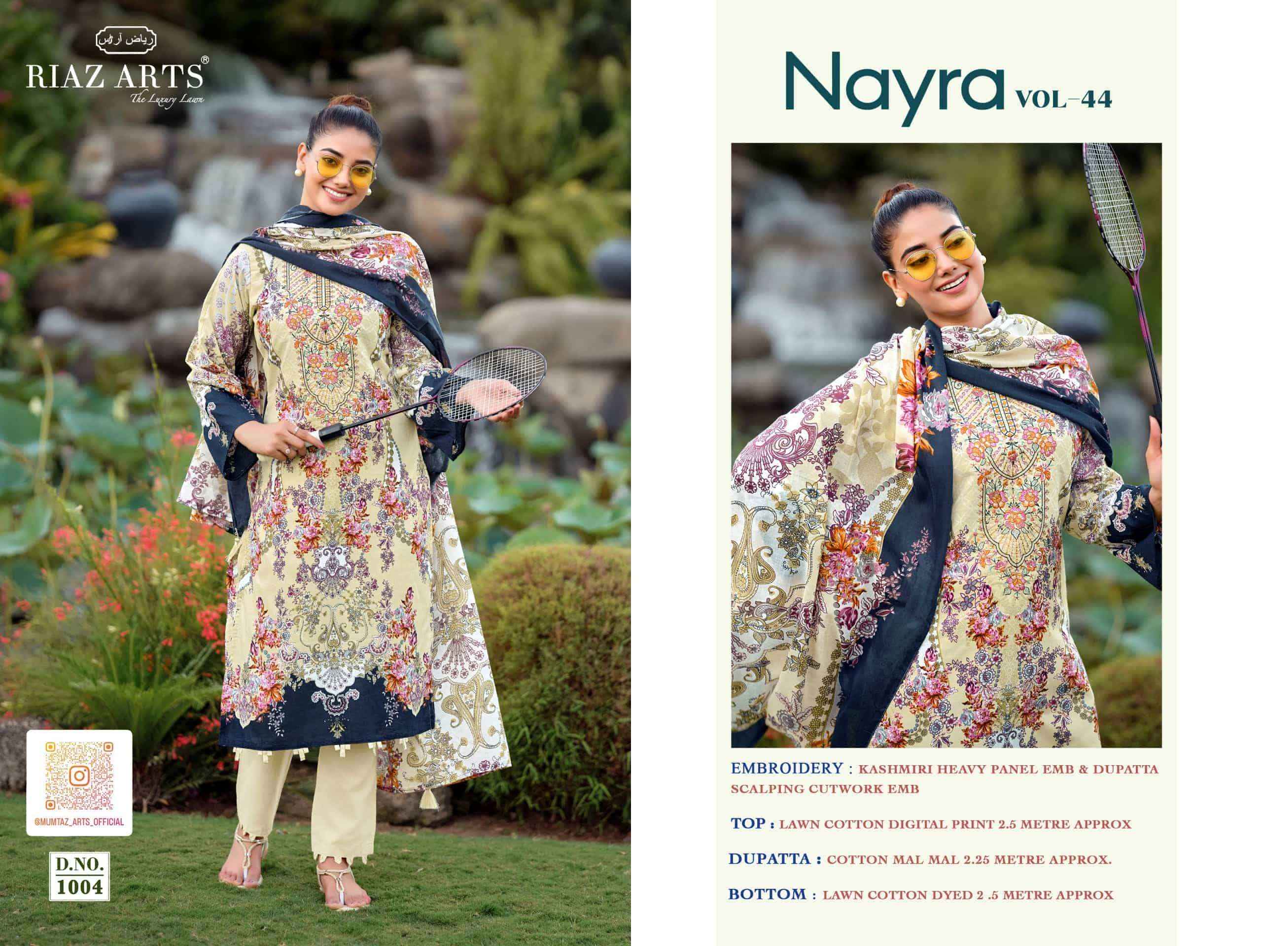 Riaz Arts Nayra Vol 44 Pure Cotton Pakistani Dress Material Wholesale Surat ( 8 Pcs Catalogue )