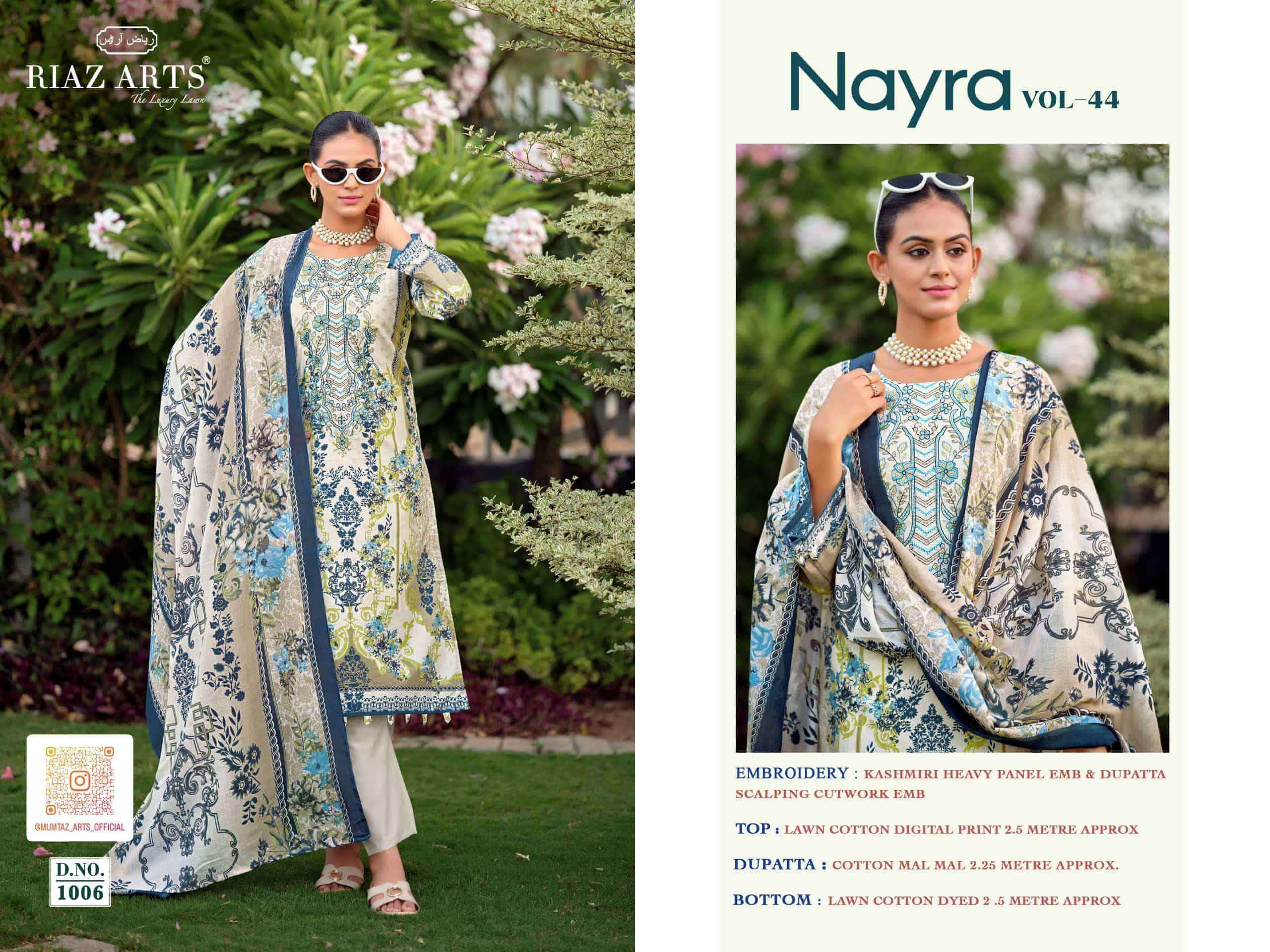 Riaz Arts Nayra Vol 44 Pure Cotton Pakistani Dress Material Wholesale Surat ( 8 Pcs Catalogue )