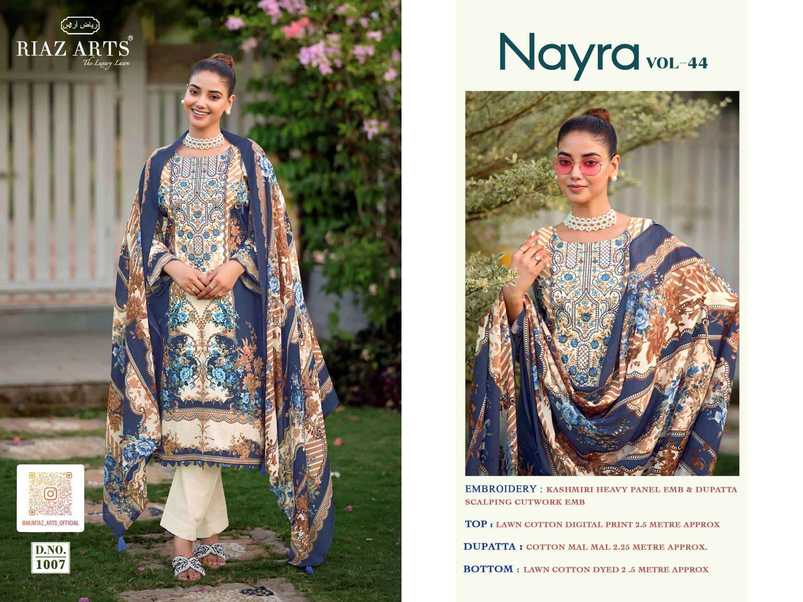 Riaz Arts Nayra Vol 44 Pure Cotton Pakistani Dress Material Wholesale Surat ( 8 Pcs Catalogue )