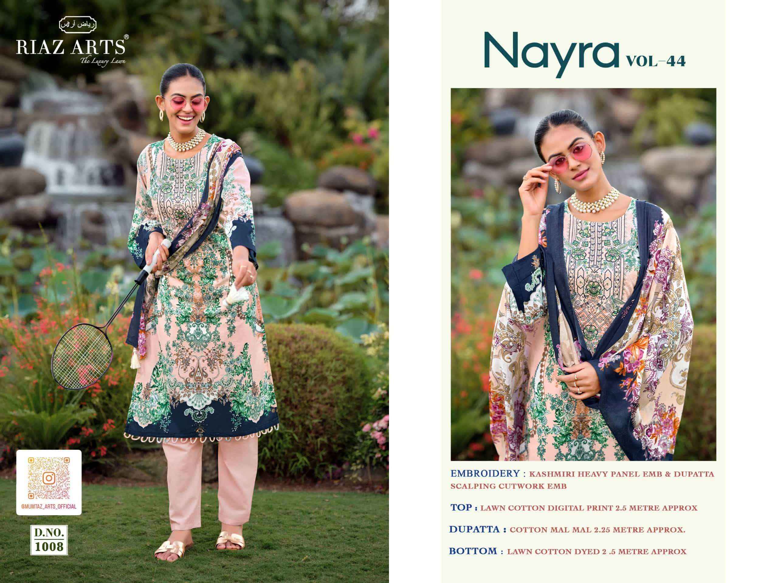 Riaz Arts Nayra Vol 44 Pure Cotton Pakistani Dress Material Wholesale Surat ( 8 Pcs Catalogue )