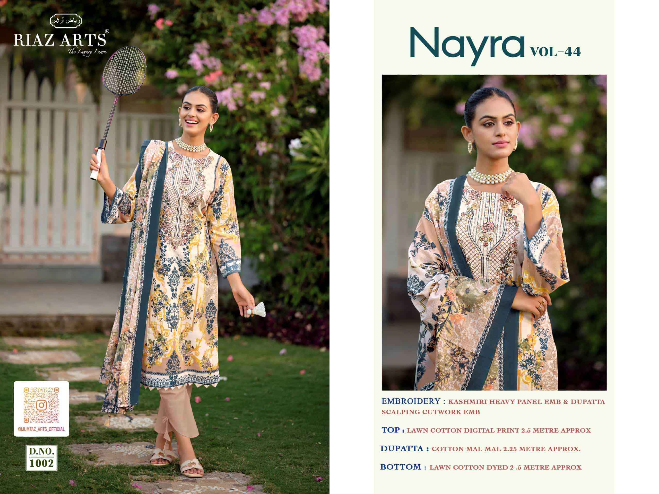 Riaz Arts Nayra Vol 44 Pure Cotton Pakistani Dress Material Wholesale Surat ( 8 Pcs Catalogue )