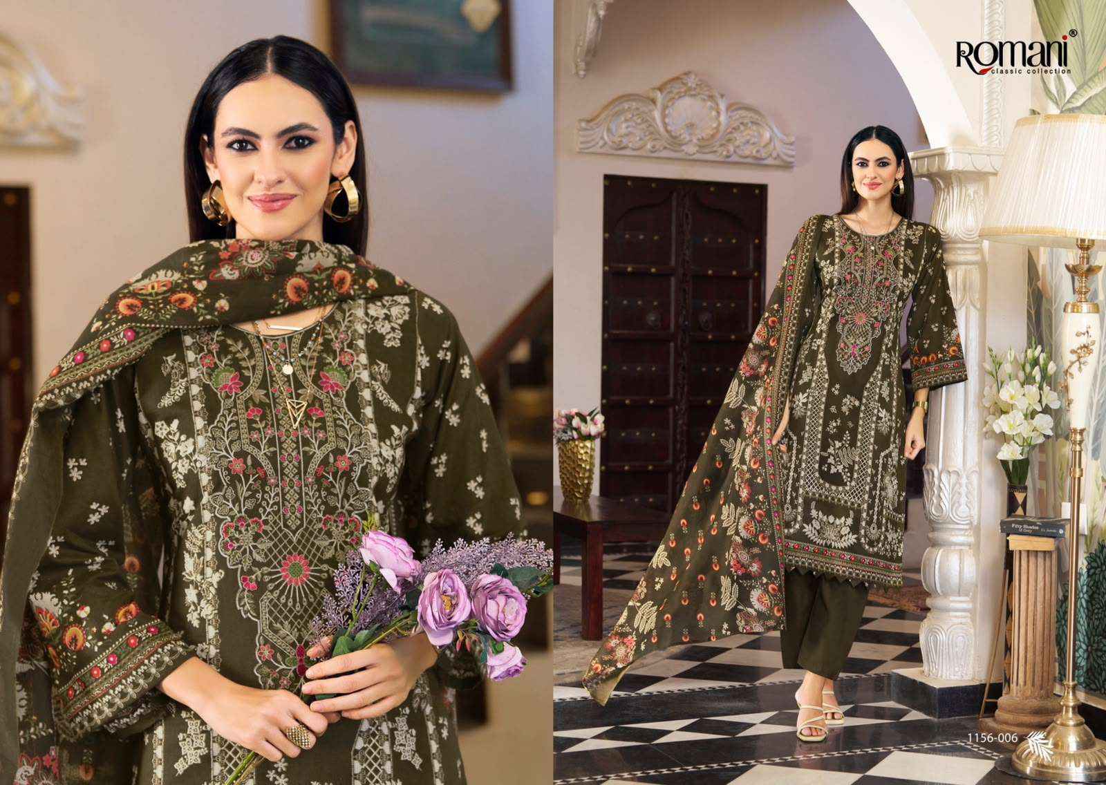 ROMANI AARZU VOL 35 COTTON DIGITAL STYLE PRINT WITH FANCY WORK SUIT