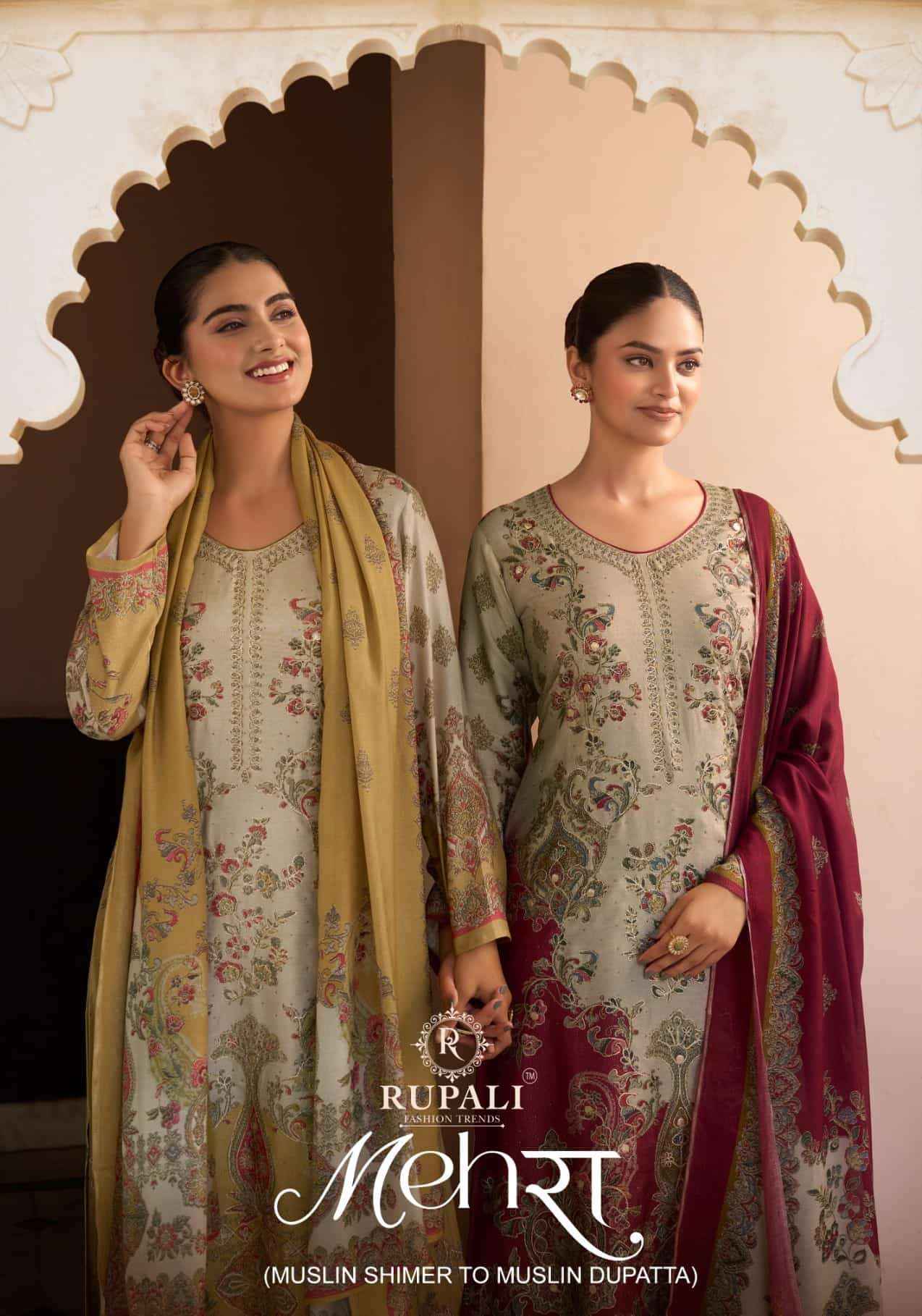 Rupali Fashion Mehra Digital Printed Muslin Dress Material _ Wholesale Factory Rate ( 4 Pcs Catalog )