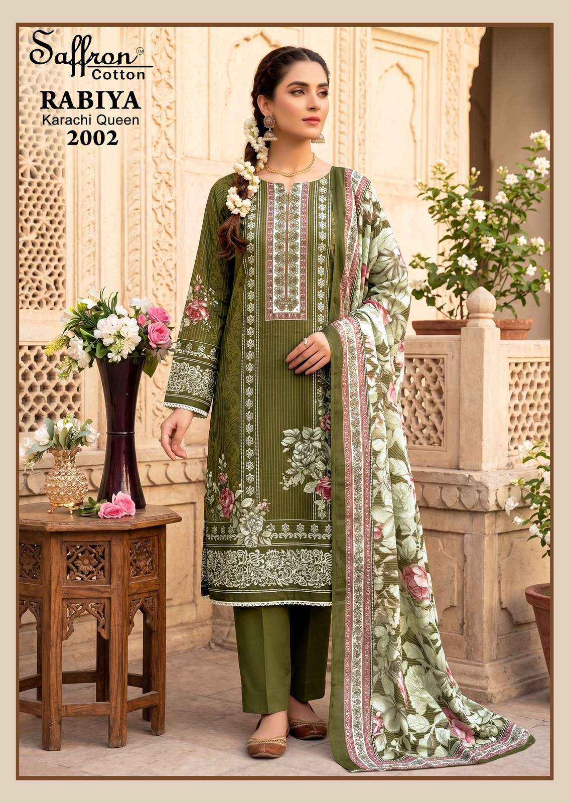 SAFFRON COTTON RABIYA KARACHI QUEEN VOL 2 COTTON DIGITAL PRINT DRESS MATERIAL _ WHOLESALE FACTORY RATE ( 8 PCS CATALOG )