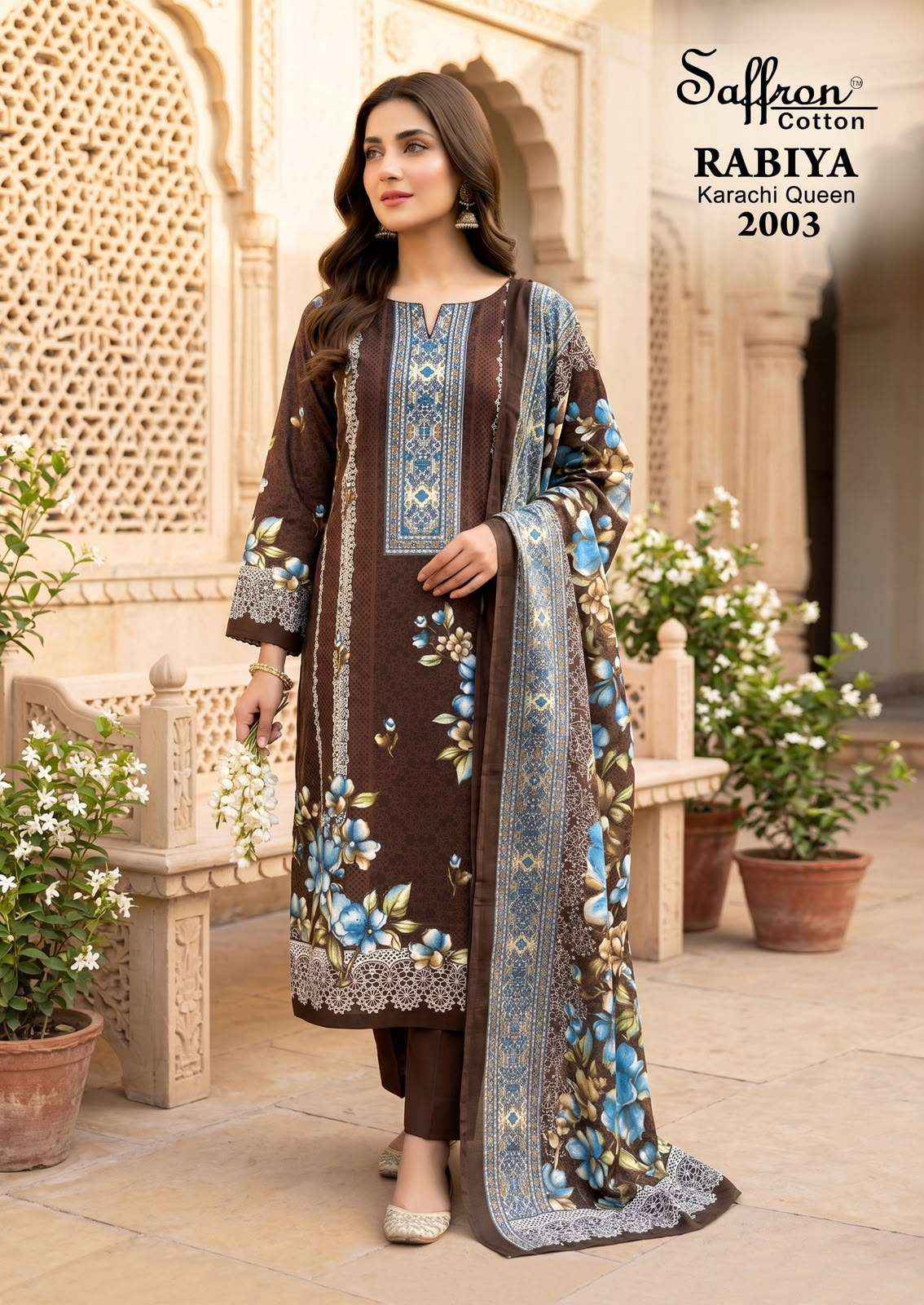 SAFFRON COTTON RABIYA KARACHI QUEEN VOL 2 COTTON DIGITAL PRINT DRESS MATERIAL _ WHOLESALE FACTORY RATE ( 8 PCS CATALOG )