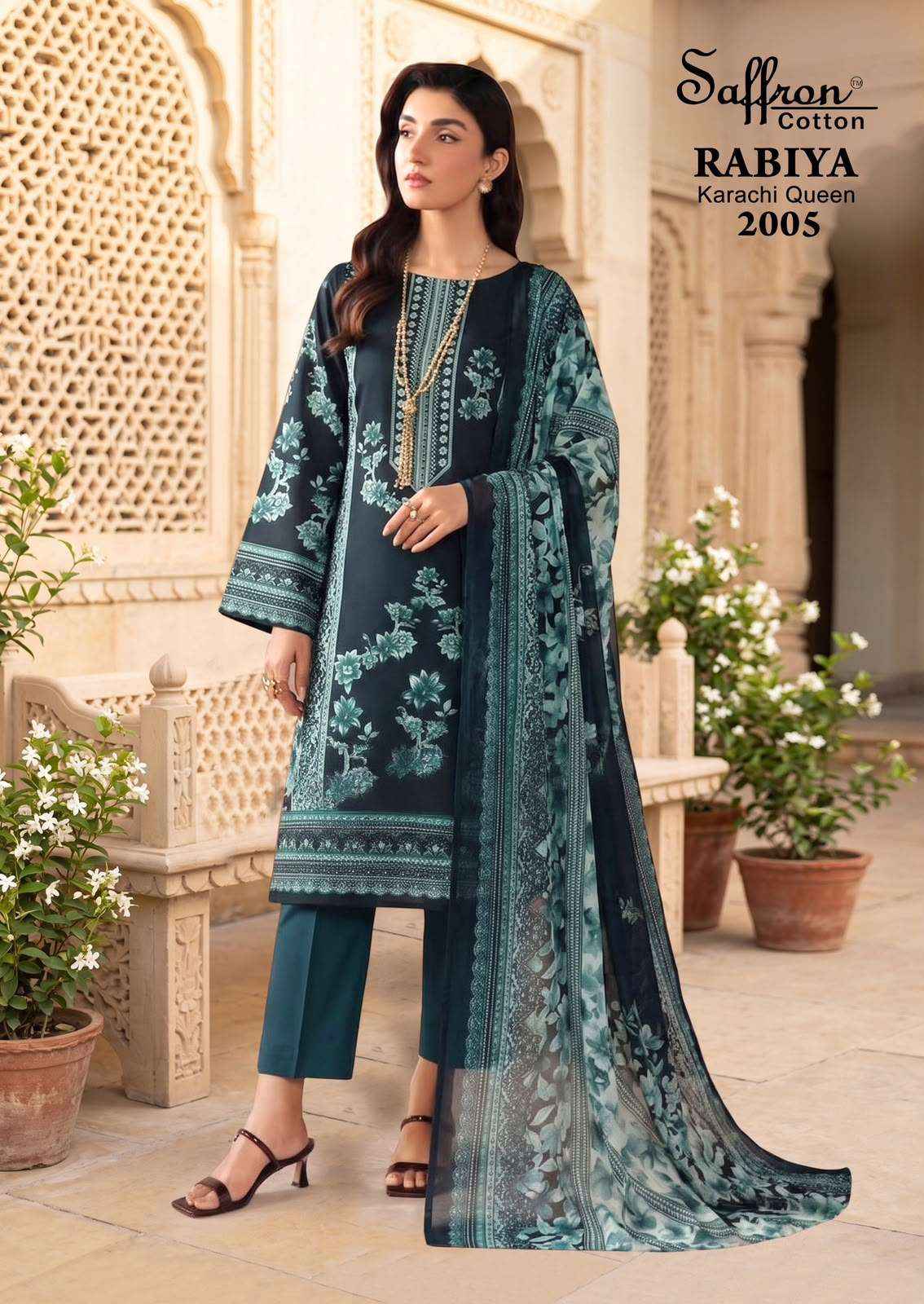 SAFFRON COTTON RABIYA KARACHI QUEEN VOL 2 COTTON DIGITAL PRINT DRESS MATERIAL _ WHOLESALE FACTORY RATE ( 8 PCS CATALOG )