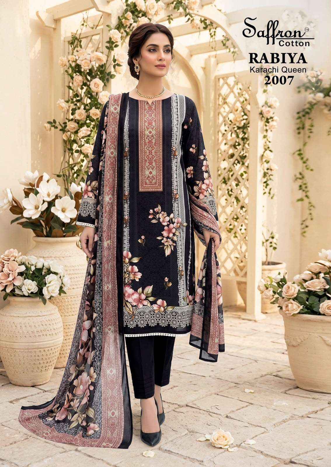 SAFFRON COTTON RABIYA KARACHI QUEEN VOL 2 COTTON DIGITAL PRINT DRESS MATERIAL _ WHOLESALE FACTORY RATE ( 8 PCS CATALOG )