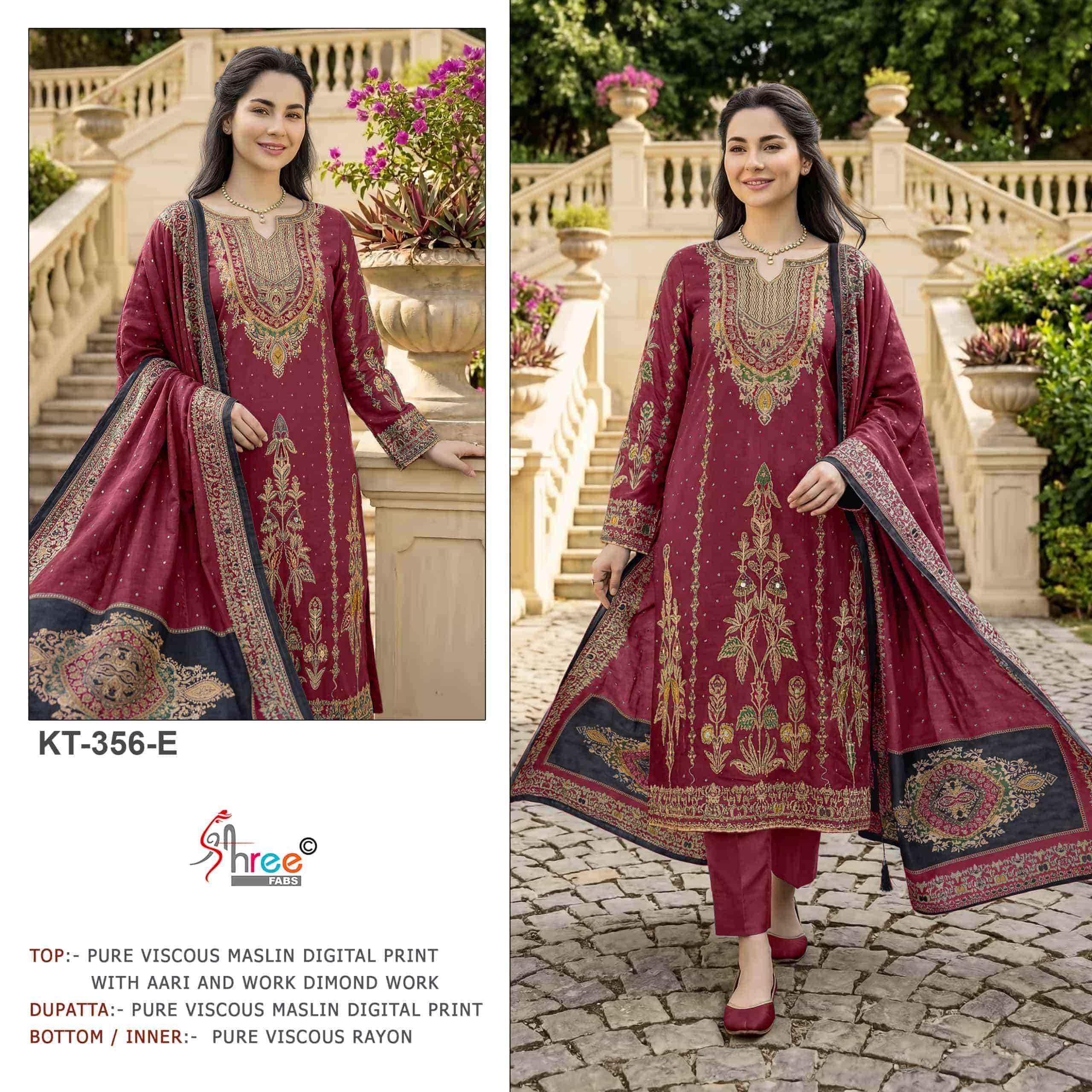 Shree Fabs Kt 356 Def Premium Muslin Pakistani Dress Material Surat ( 3 Pcs Catalogue )