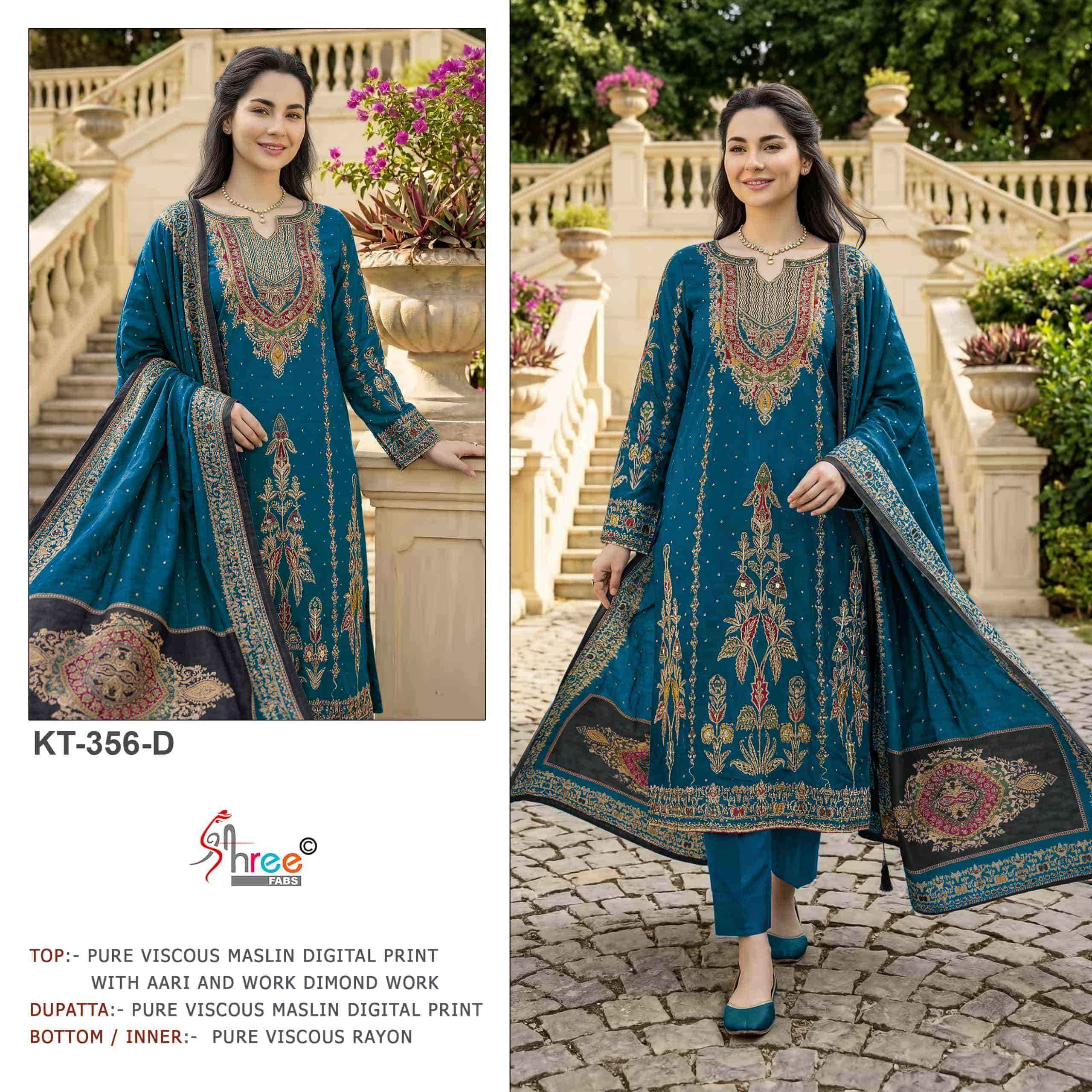 Shree Fabs Kt 356 Def Premium Muslin Pakistani Dress Material Surat ( 3 Pcs Catalogue )