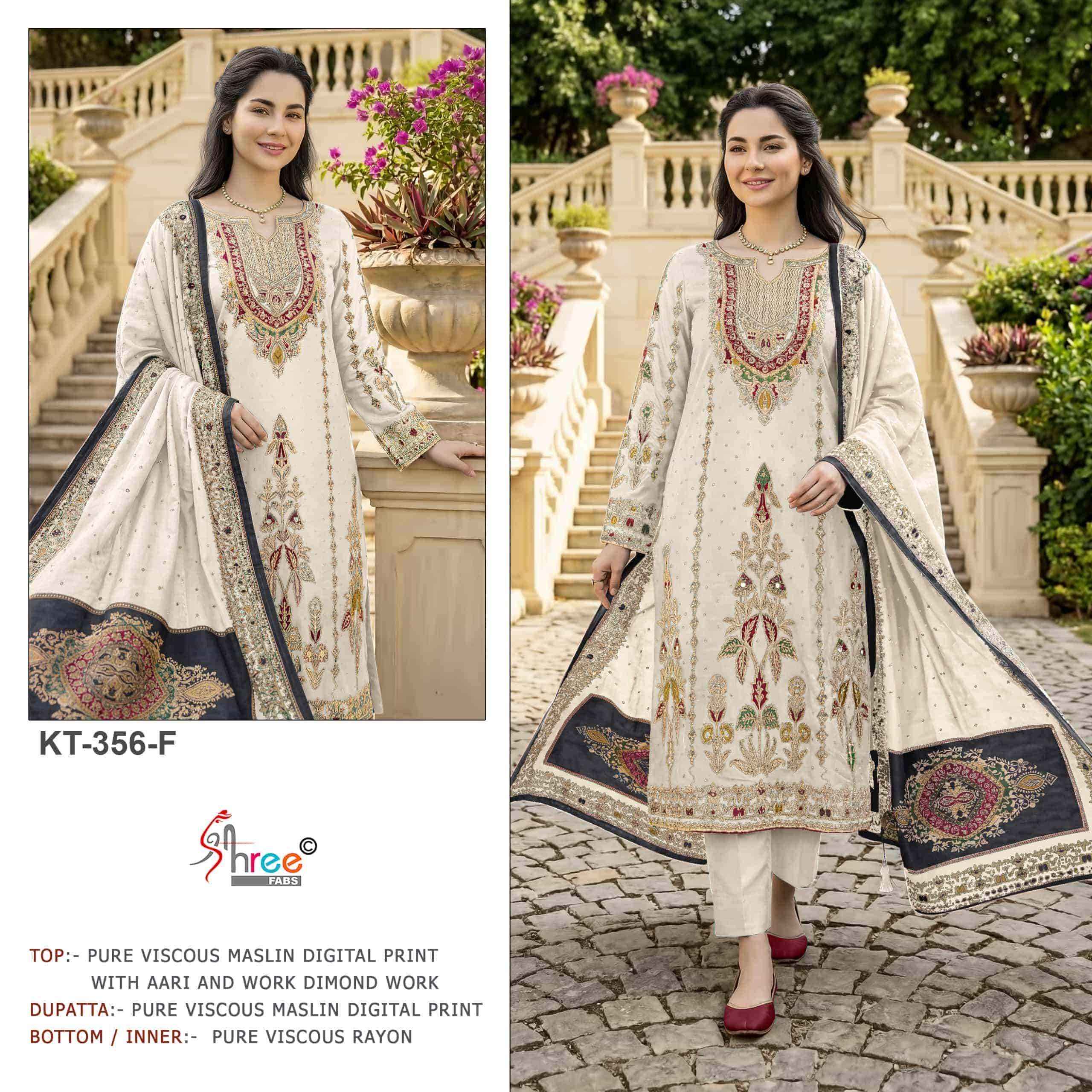 Shree Fabs Kt 356 Def Premium Muslin Pakistani Dress Material Surat ( 3 Pcs Catalogue )
