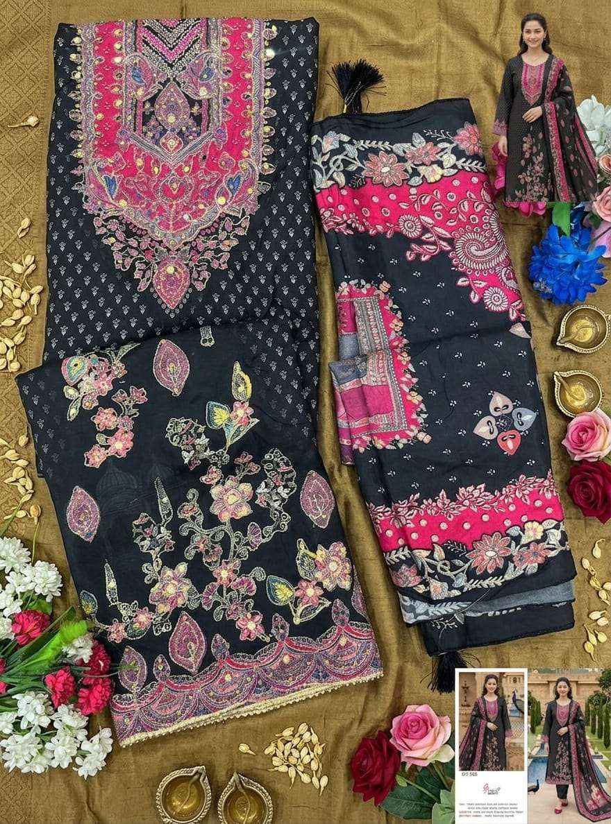 Shree Fabs Kt 364 Pakistani Muslin Desiner Dress Material ( 4 Pcs Set )